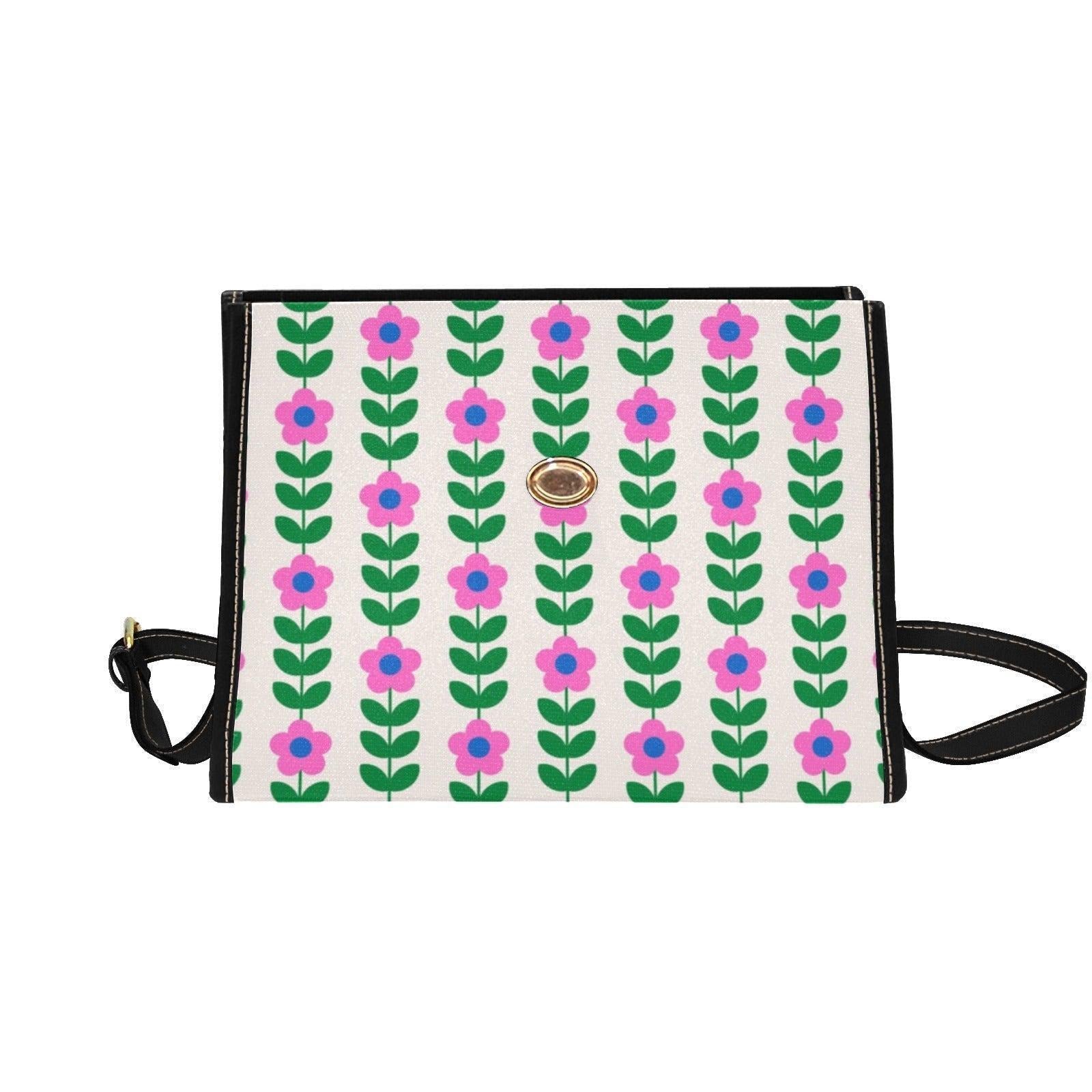 Retro Floral Handbag, Pink Daisy Purse, Mod Top Handle Bag