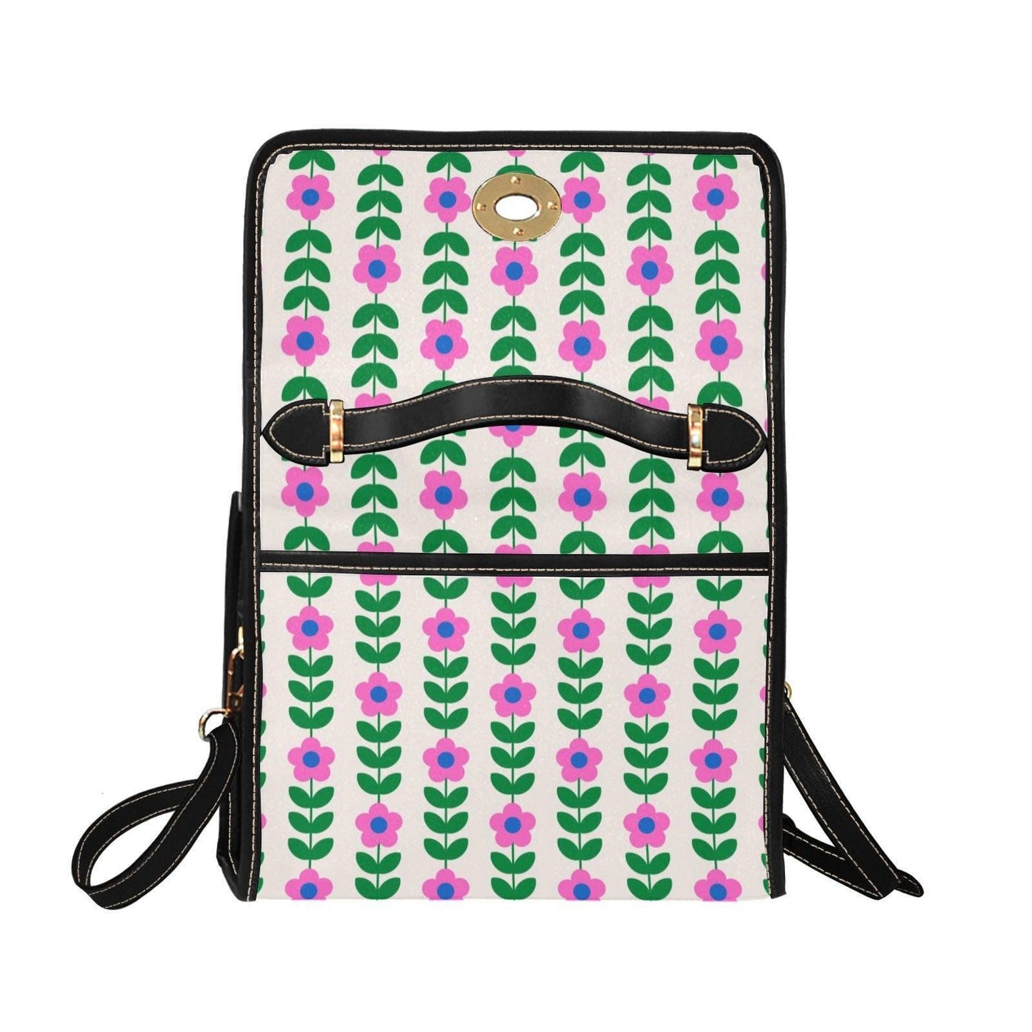 Retro Floral Handbag, Pink Daisy Purse, Mod Top Handle Bag