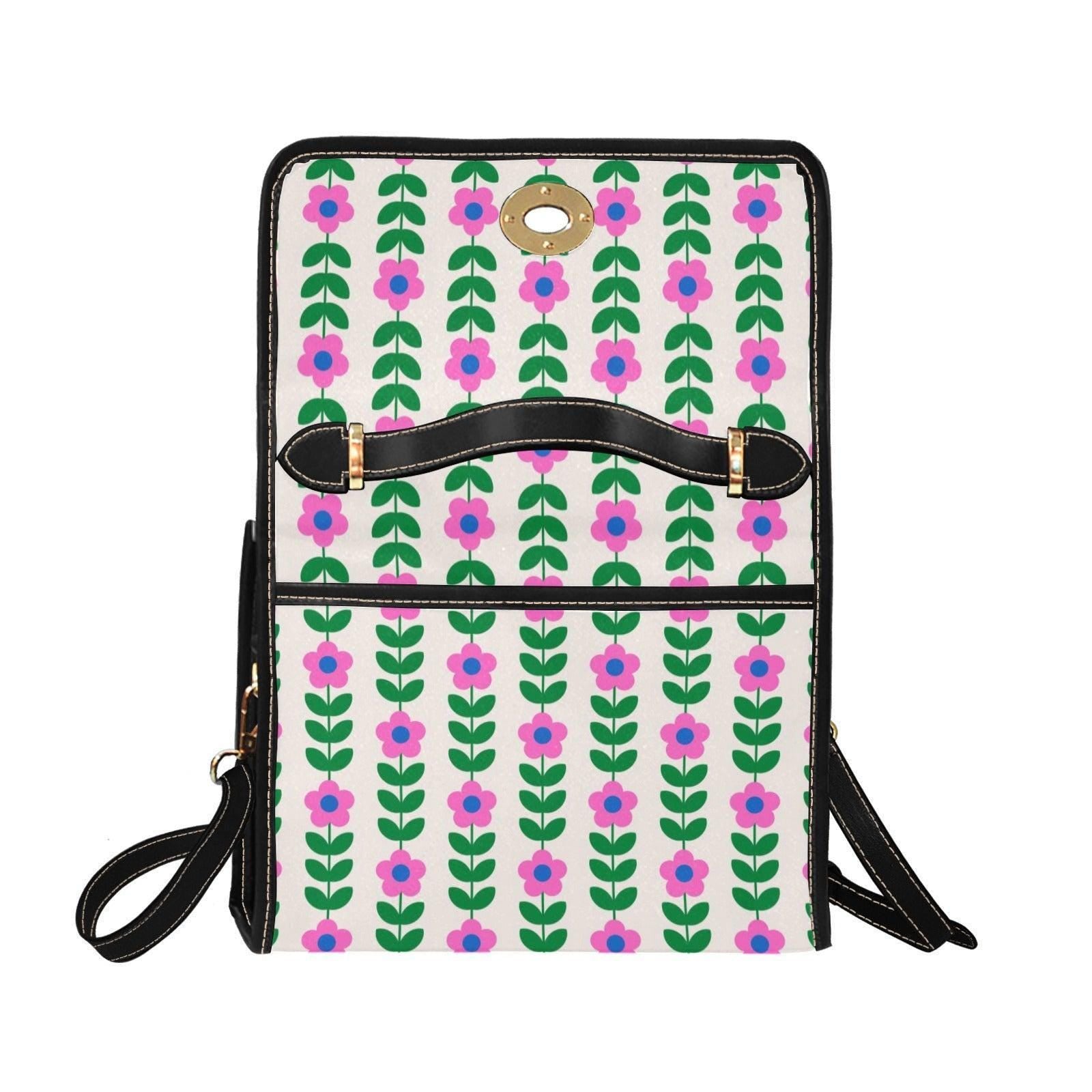Retro Floral Handbag, Pink Daisy Purse, Mod Top Handle Bag