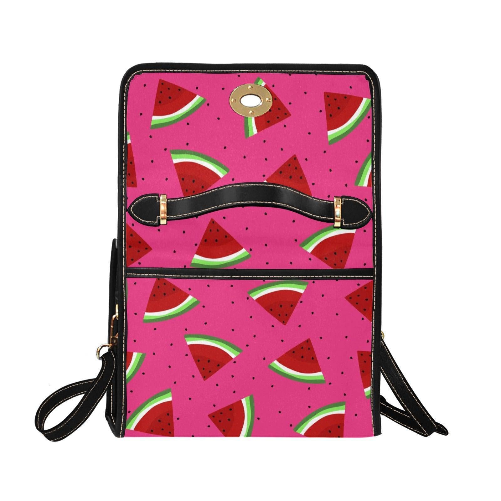 Watermelon Crossbody Purse, Pink Summer Handbag, Fruit Print Top Handle Bag