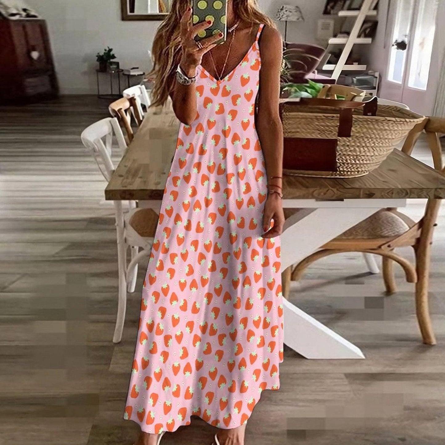 Hibiscus Maxi Dress, Tropical Spaghetti Strap Sundress, Blue Beach Vacation Outfit
