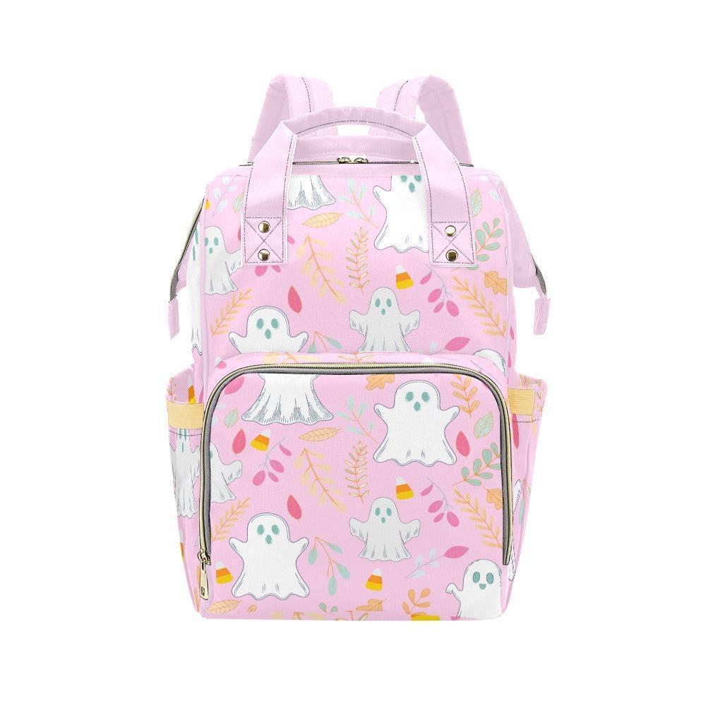 Halloween Diaper Bag Backpack, Ghost Mom Bag, Baby Travel Bag, Pink Stroller Organizer