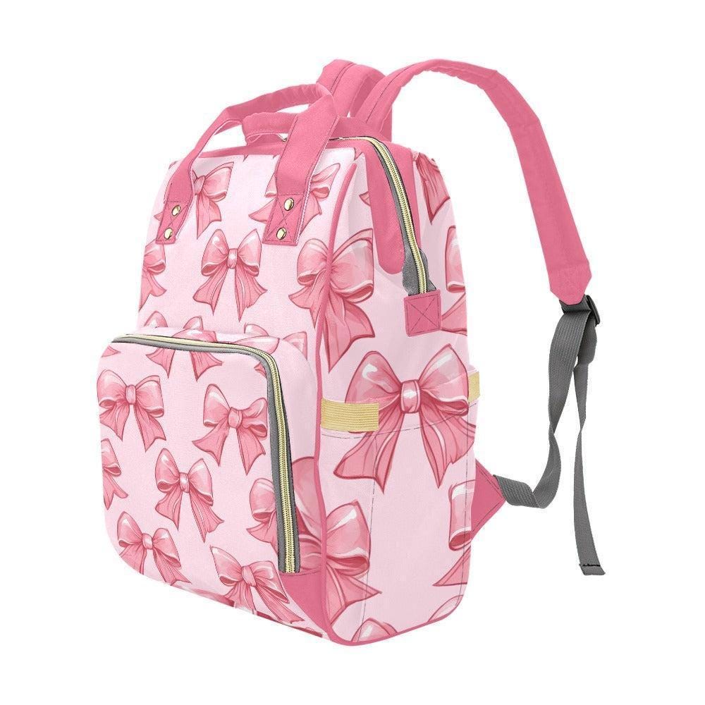 Bow Diaper Backpack, Pink Mom Backpack, Baby Travel Bag, Nursery Organizer