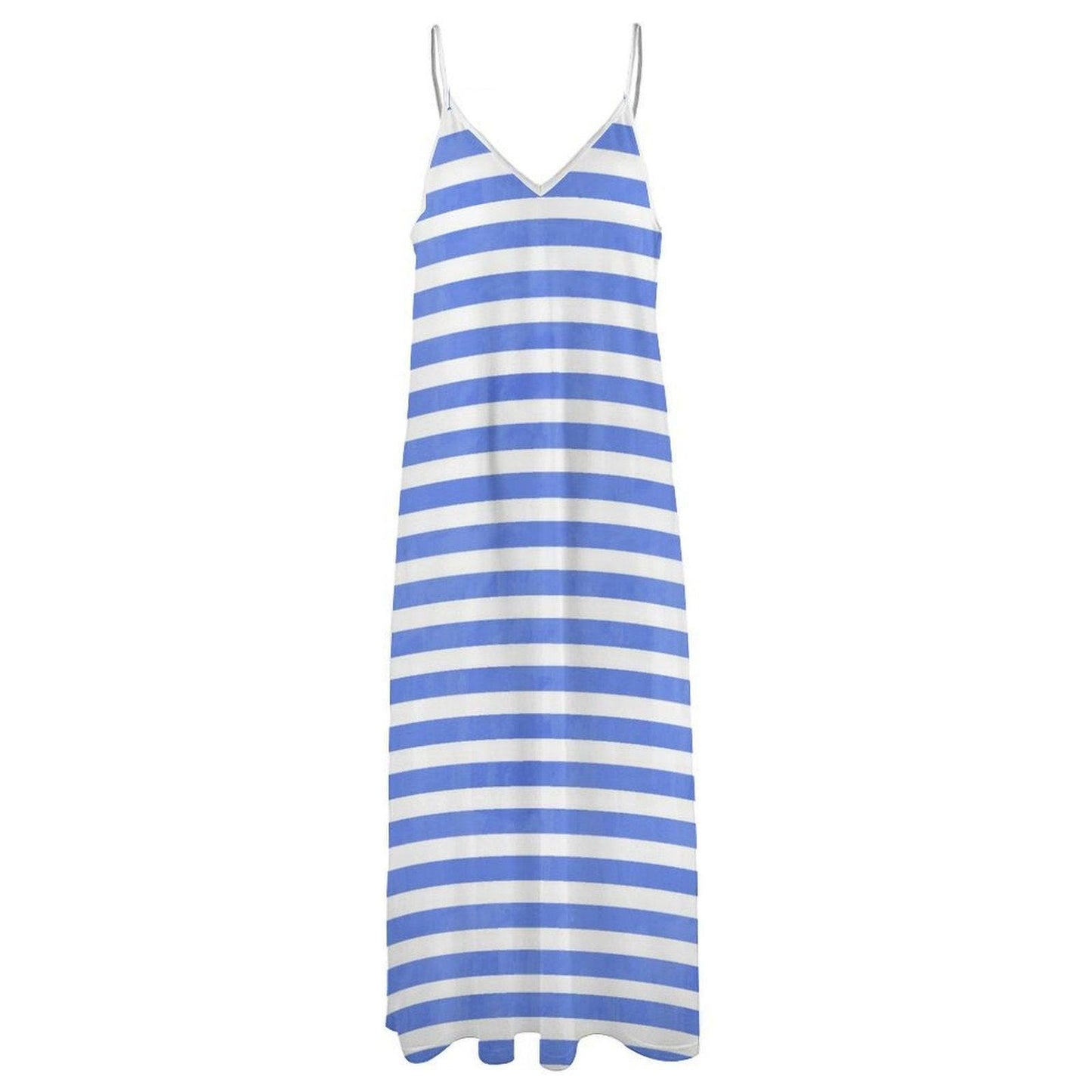 Blue Stripe Maxi Dress, Coastal Granddaughter Summer Look, French Girl Style Slip Dress, Nautical Vibes Cottagecore Outfit, Seaside Dress