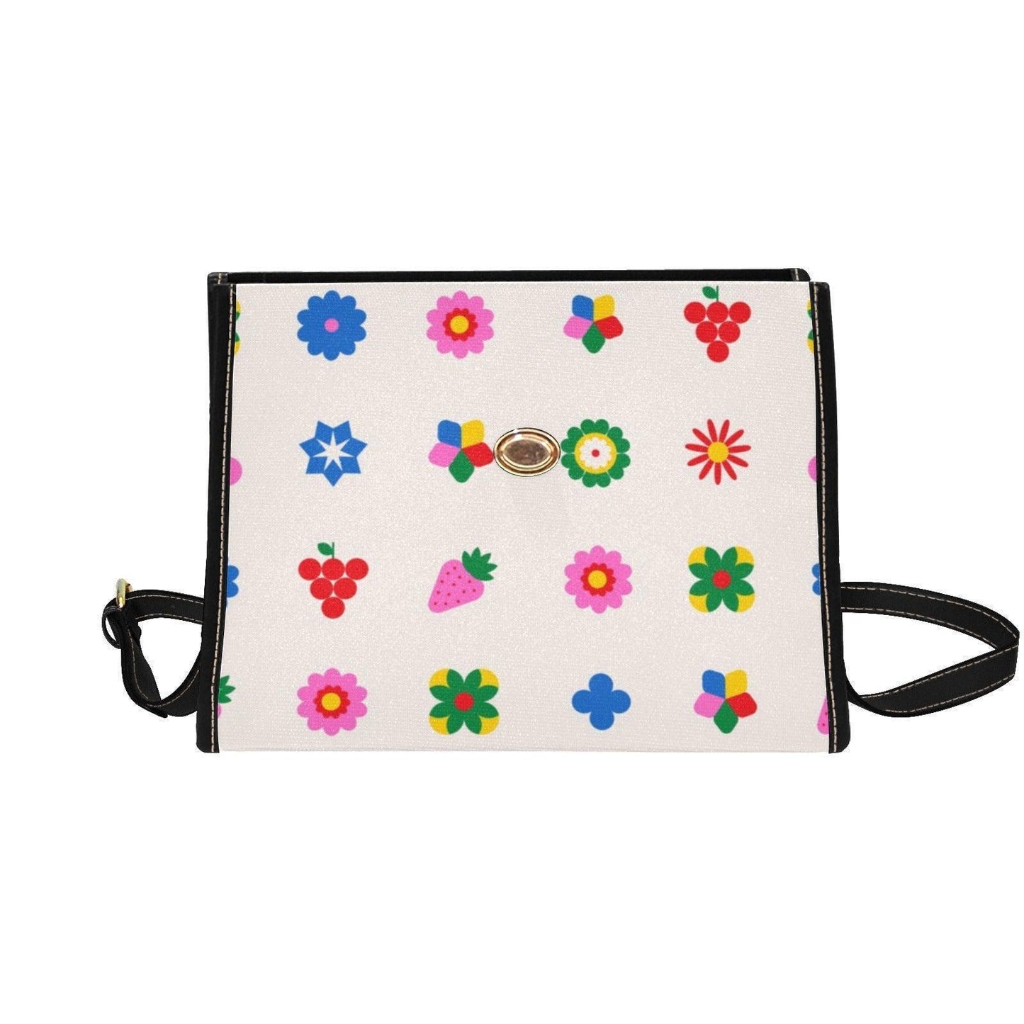 Groovy Flower Satchel Purse, Strawberry Cherry Top Handle Bag