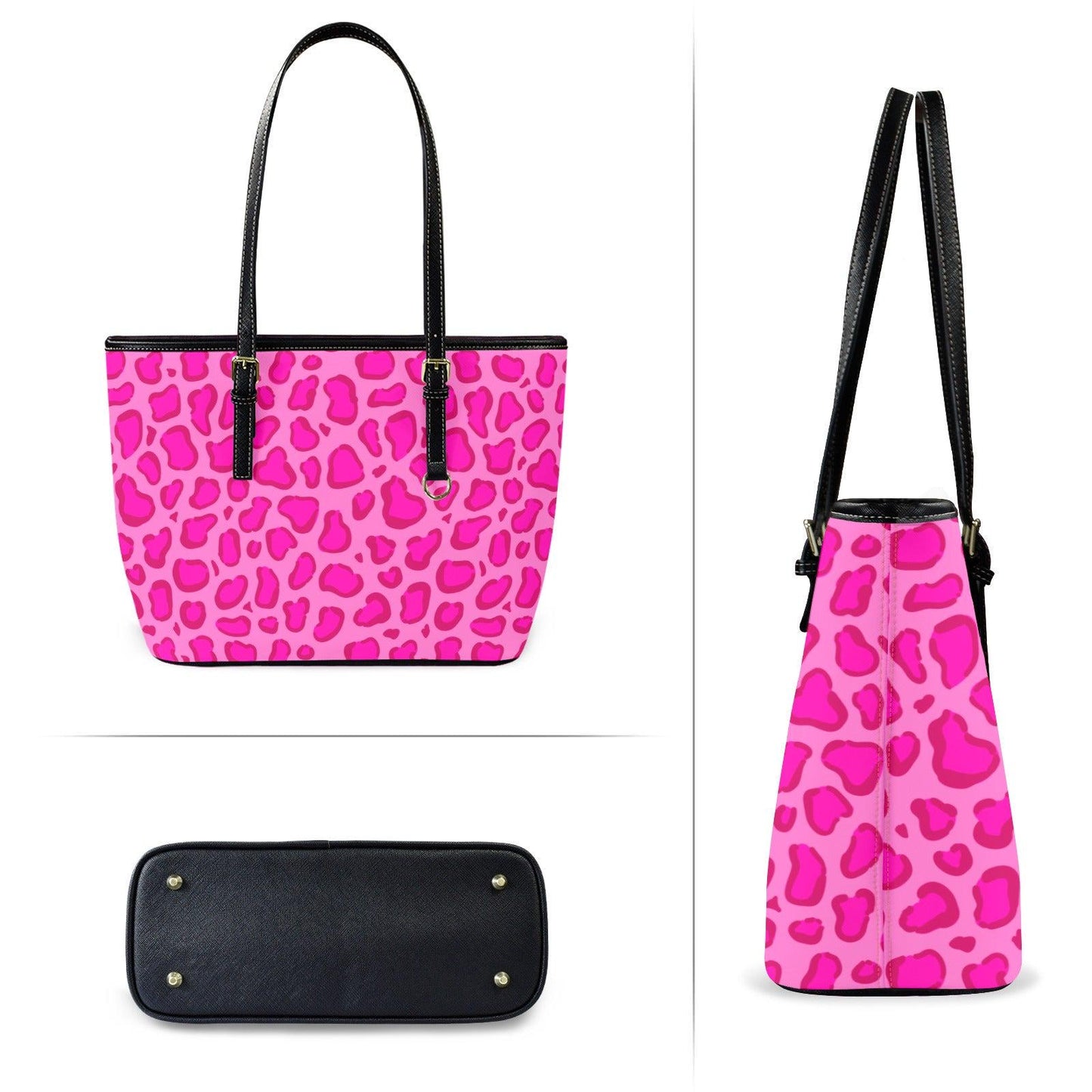 Hot Pink Leopard Tote Bag, Statement Animal Print Purse, Night Out Shoulder Bag, Trendy Fashion Carryall