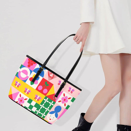 Retro Mod Tote Bag, Colorful Geometric Purse, Maximalist Shoulder Bag