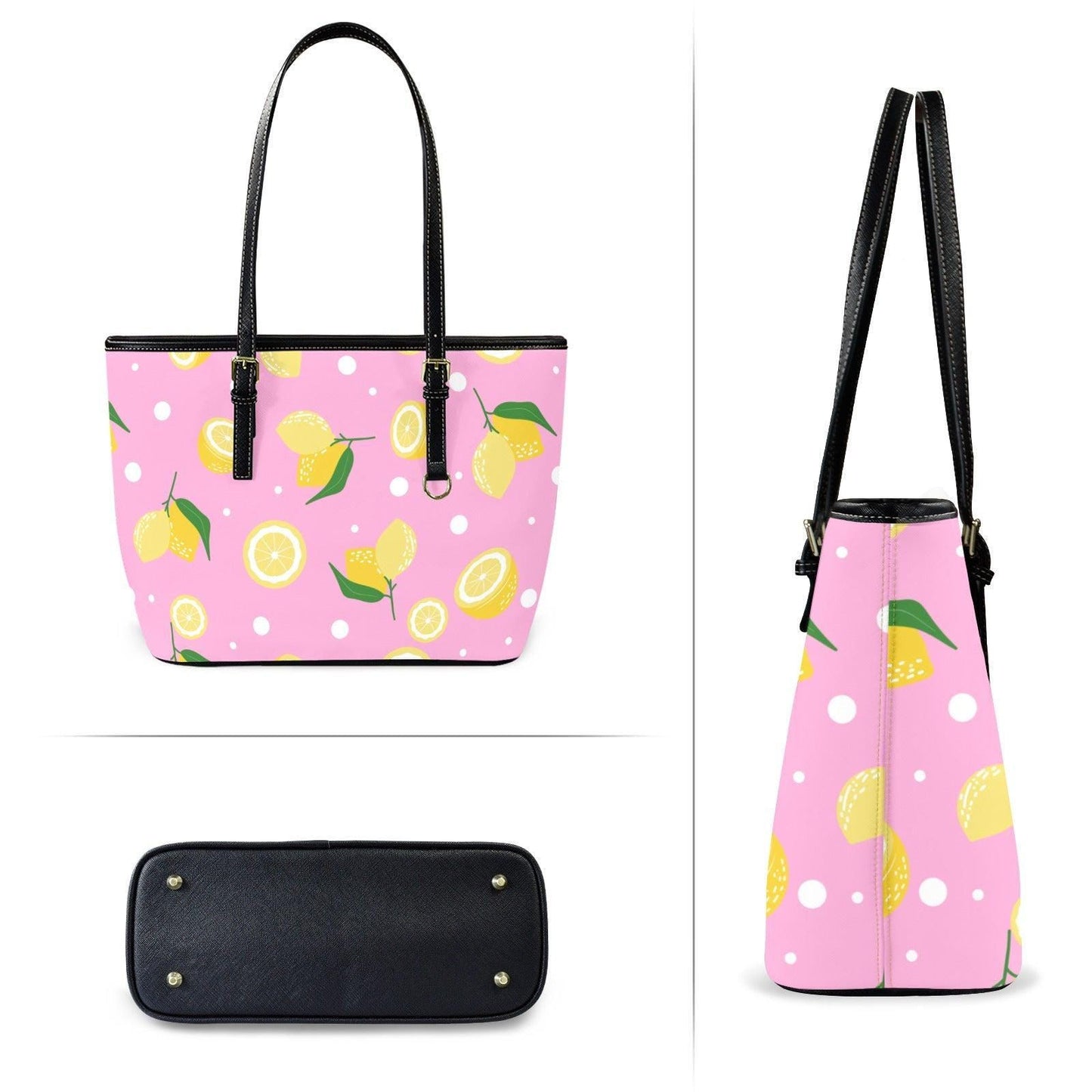 Pink Lemon Tote Bag Citrus Shopper Purse Fruit Market Carryall