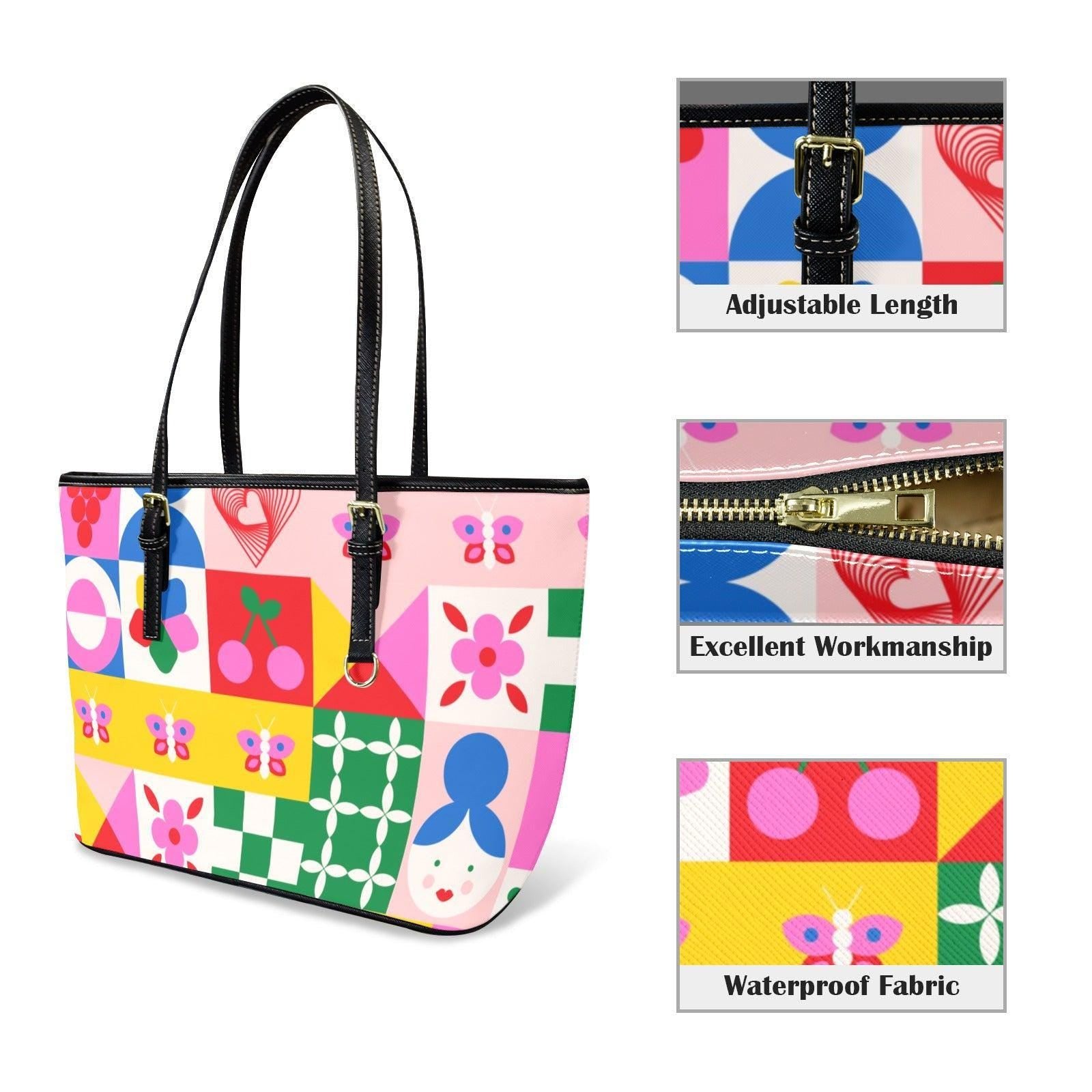 Retro Mod Tote Bag, Colorful Geometric Purse, Maximalist Shoulder Bag