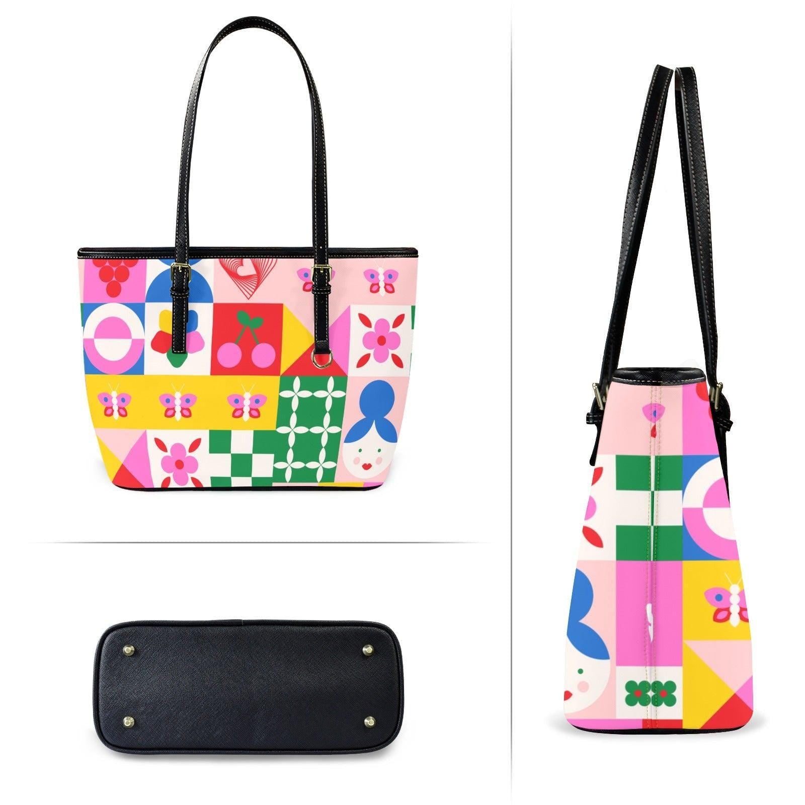 Retro Mod Tote Bag, Colorful Geometric Purse, Maximalist Shoulder Bag