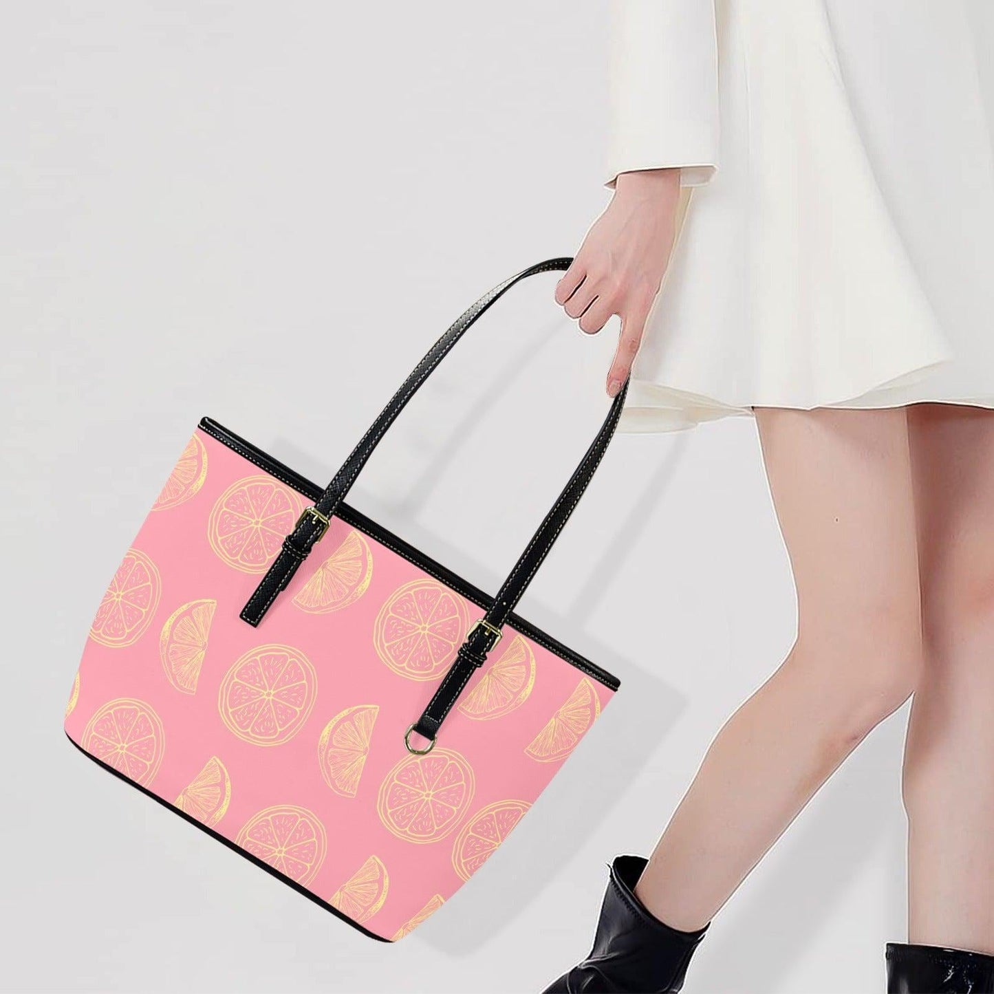 Citrus Tote Bag, Pink Fruit Shopper, Farmers Market Purse, Summer Shoulder Carryall