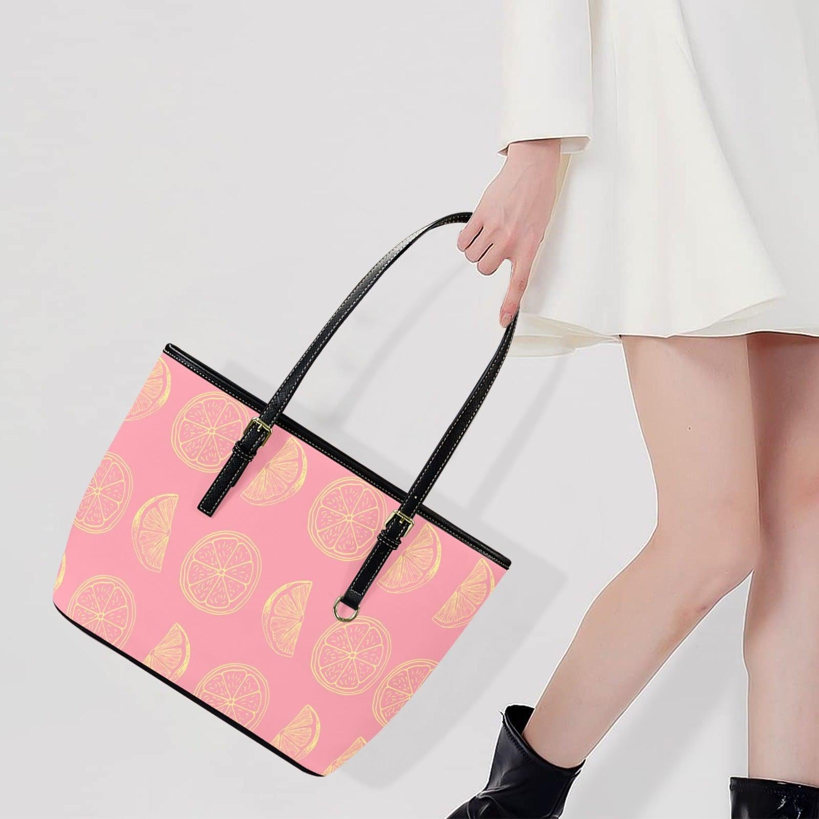 Citrus Tote Bag, Pink Fruit Shopper, Farmers Market Purse, Summer Shoulder Carryall