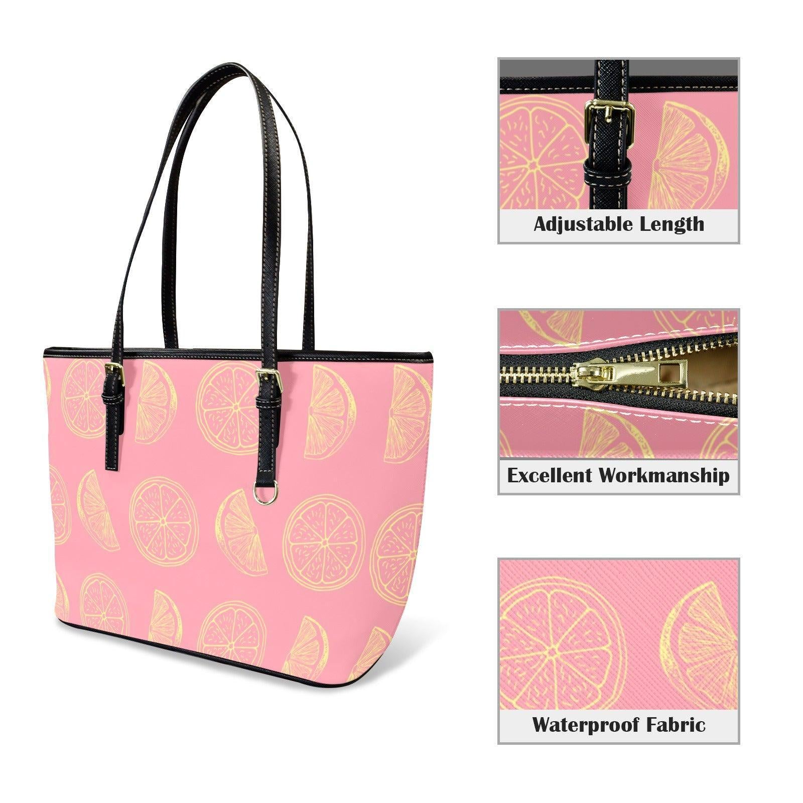 Citrus Tote Bag, Pink Fruit Shopper, Farmers Market Purse, Summer Shoulder Carryall