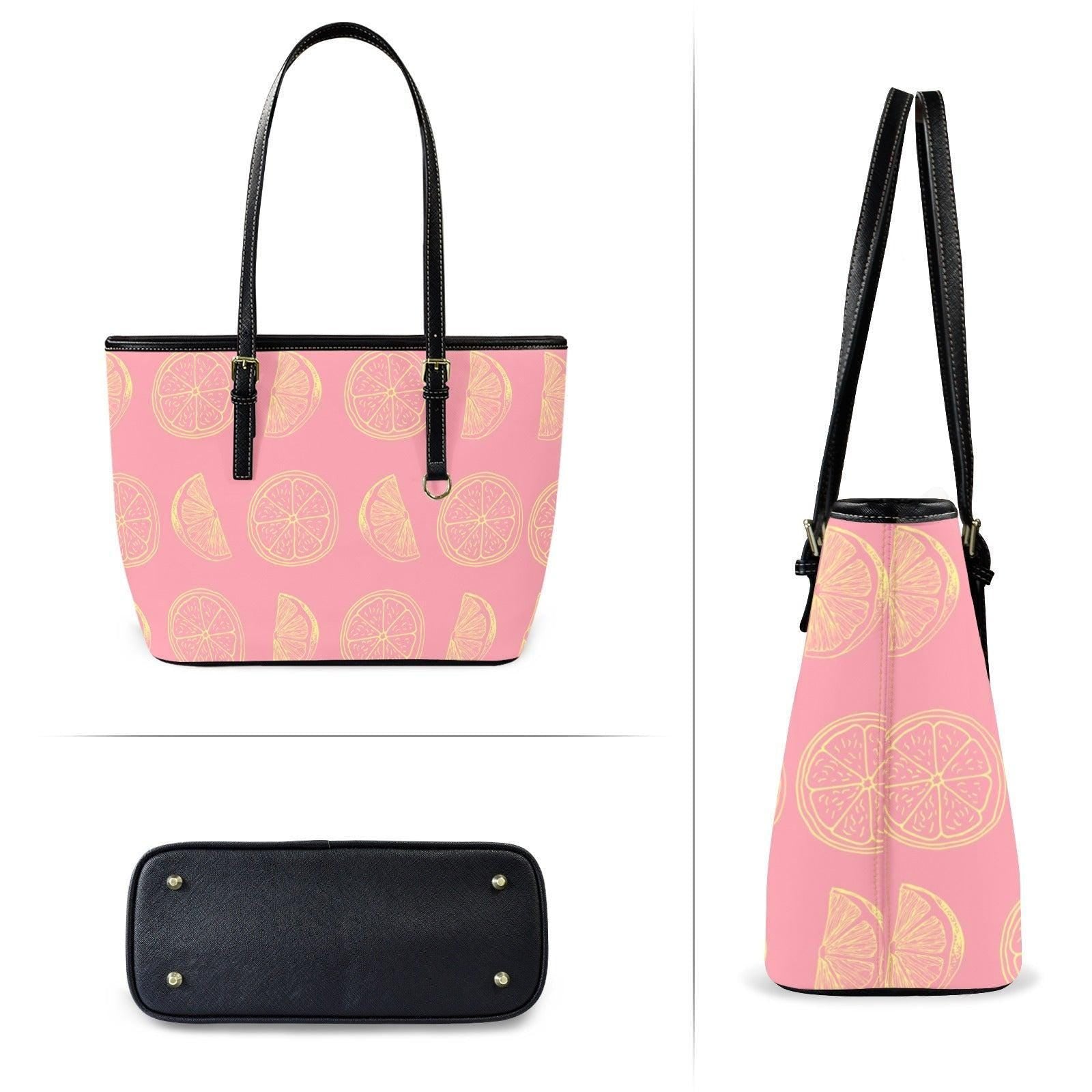 Citrus Tote Bag, Pink Fruit Shopper, Farmers Market Purse, Summer Shoulder Carryall
