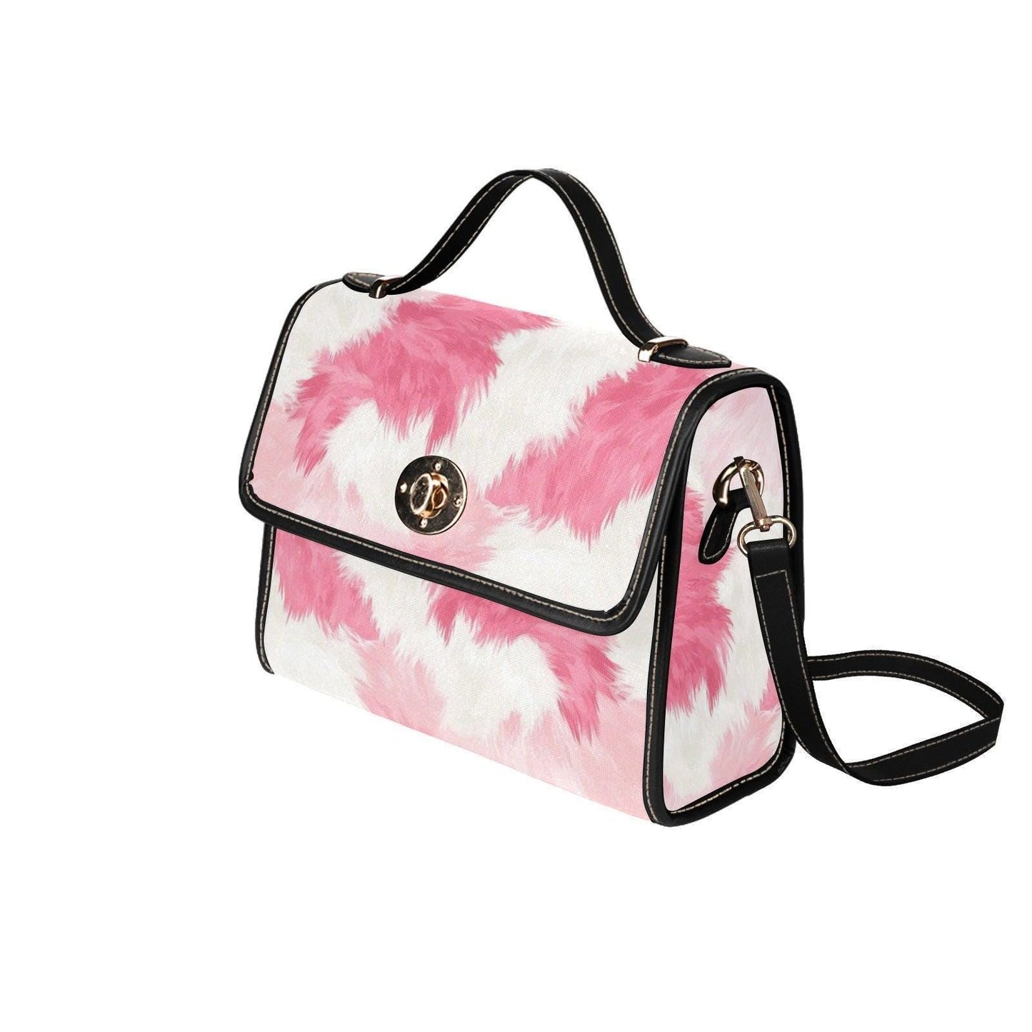 Pink Cow Print Satchel Purse Western Crossbody Handbag Y2K Girly Statement Bag