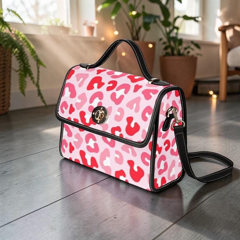 Pink Leopard Purse, Top Handle Handbag, Cute Statement Bag for Everyday Outfit