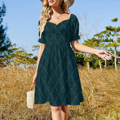 Teal Damask Dress