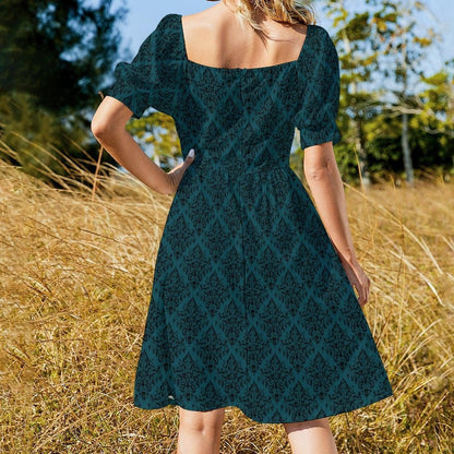 Teal Damask Dress