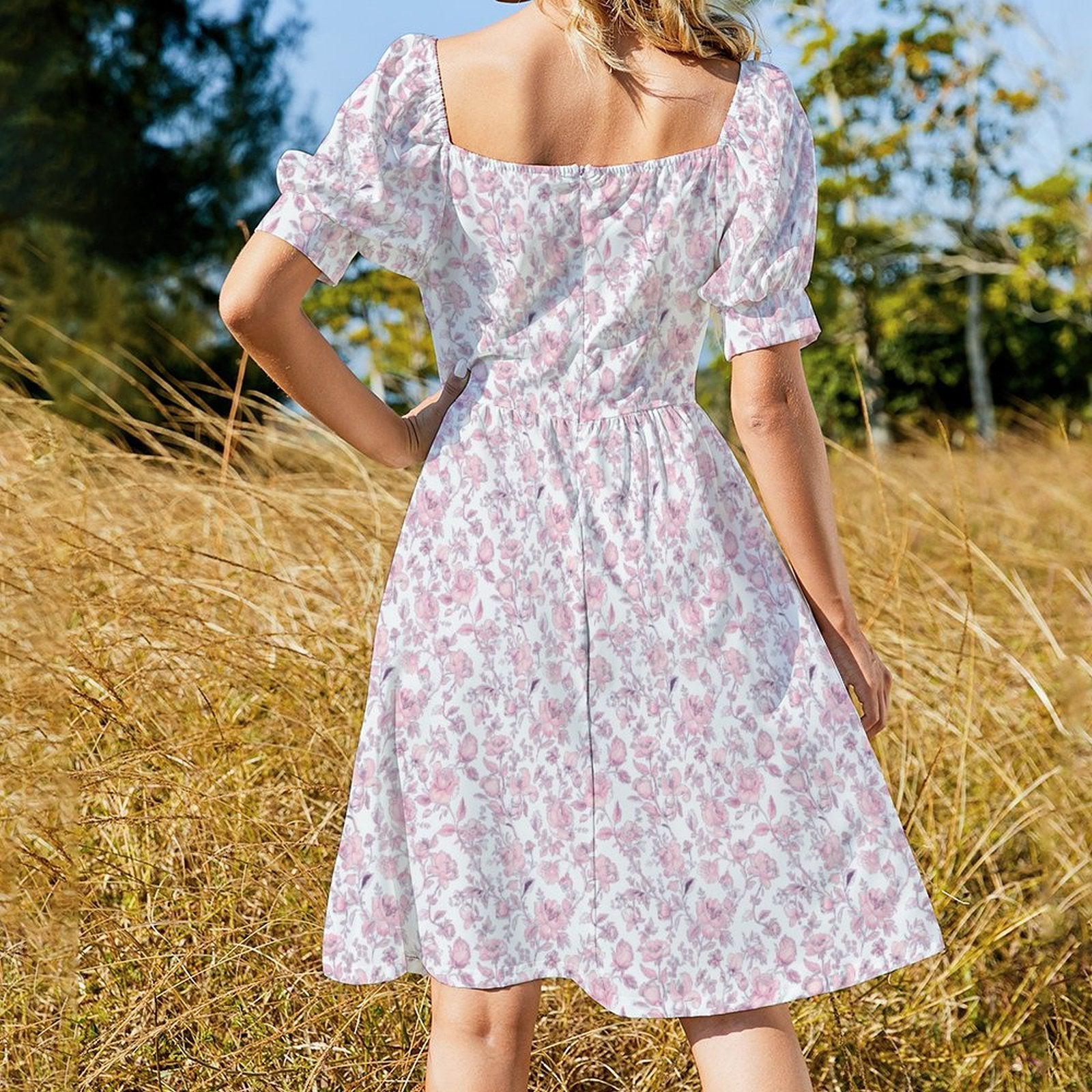 Wedding Guest Dress, Pastel Rose Sundress, Feminine Bridal Shower Outfit