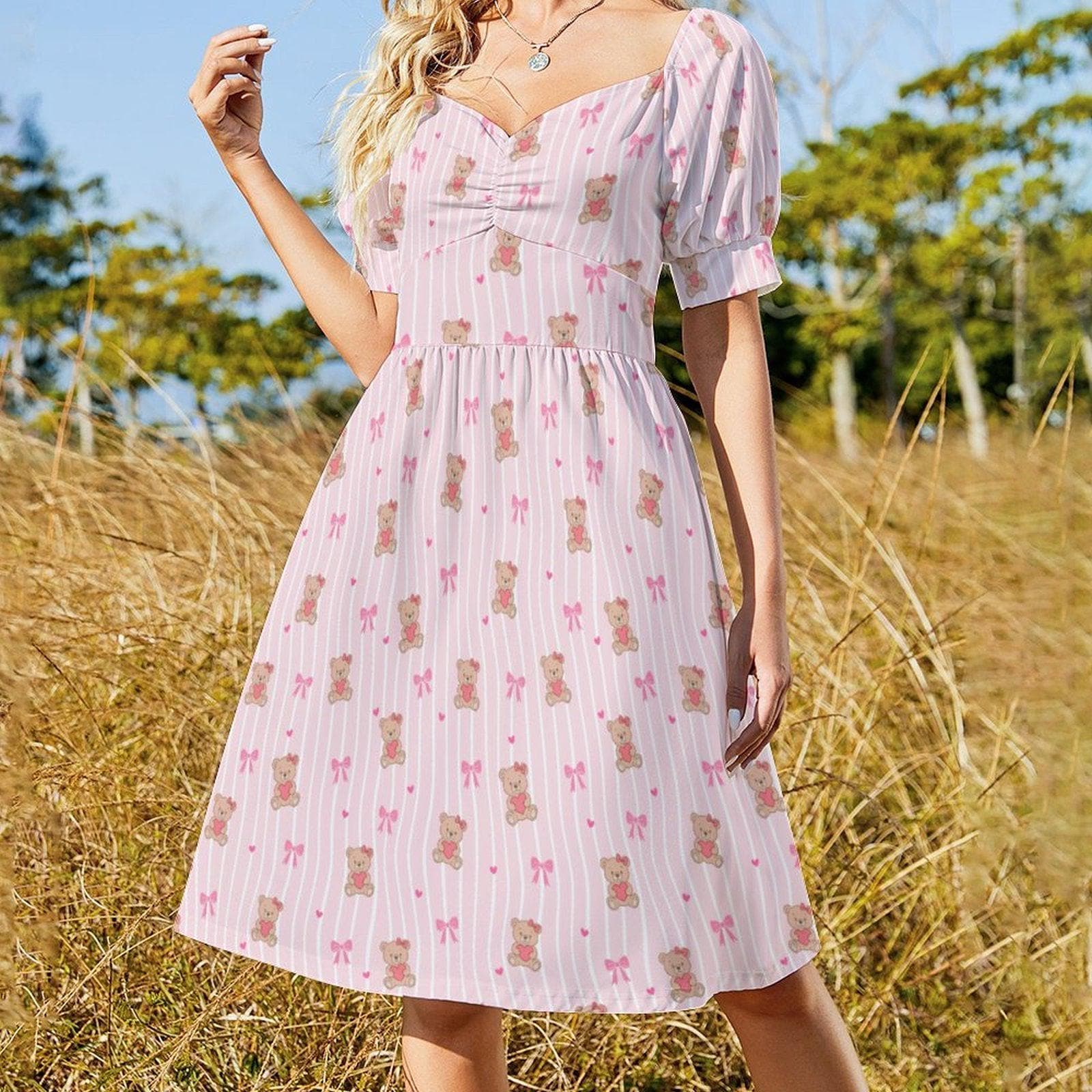 Coquette Milkmaid Dress Pastel Stripe Mini Dress Soft Girl Picnic Outfit Cottagecore Fashion