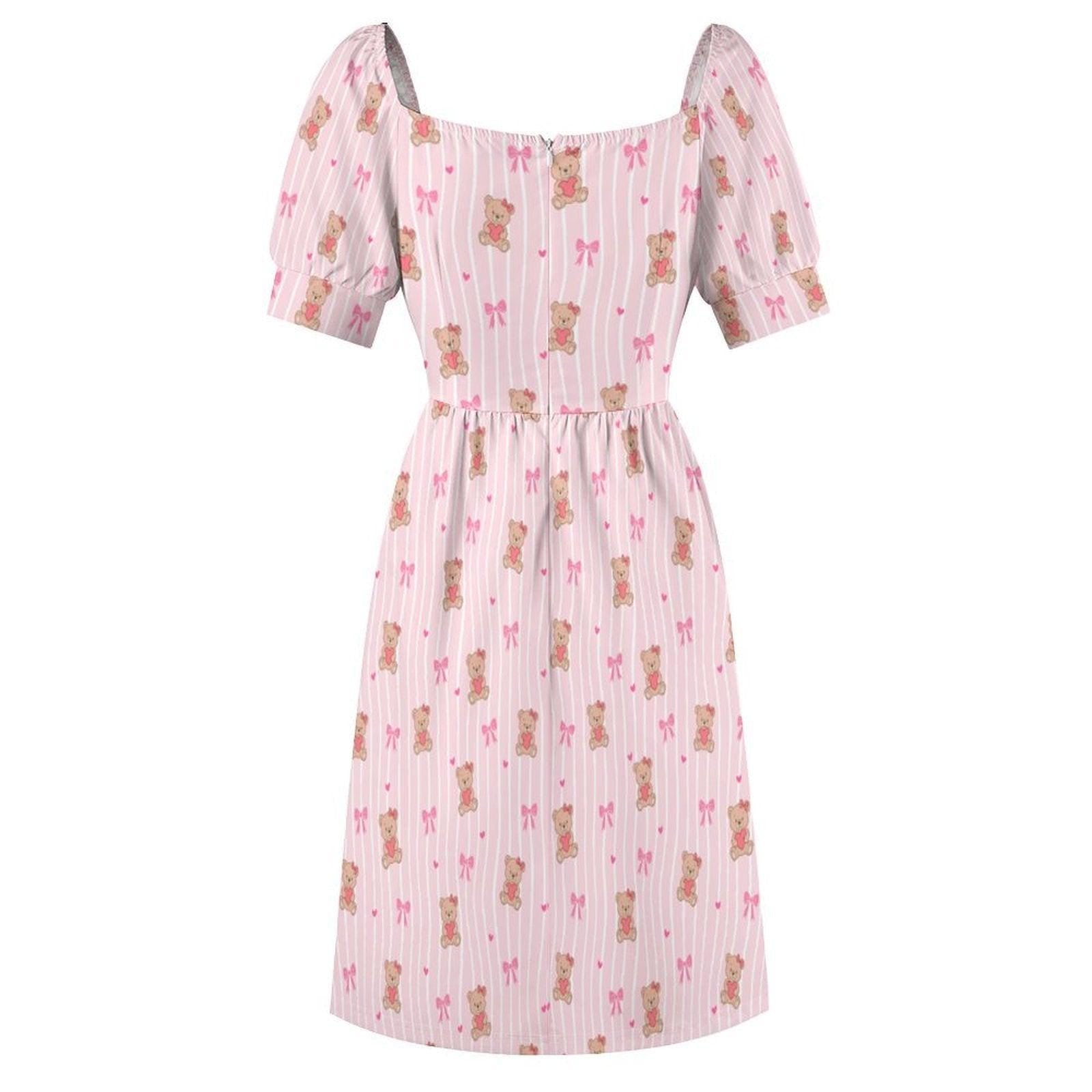 Coquette Milkmaid Dress Pastel Stripe Mini Dress Soft Girl Picnic Outfit Cottagecore Fashion