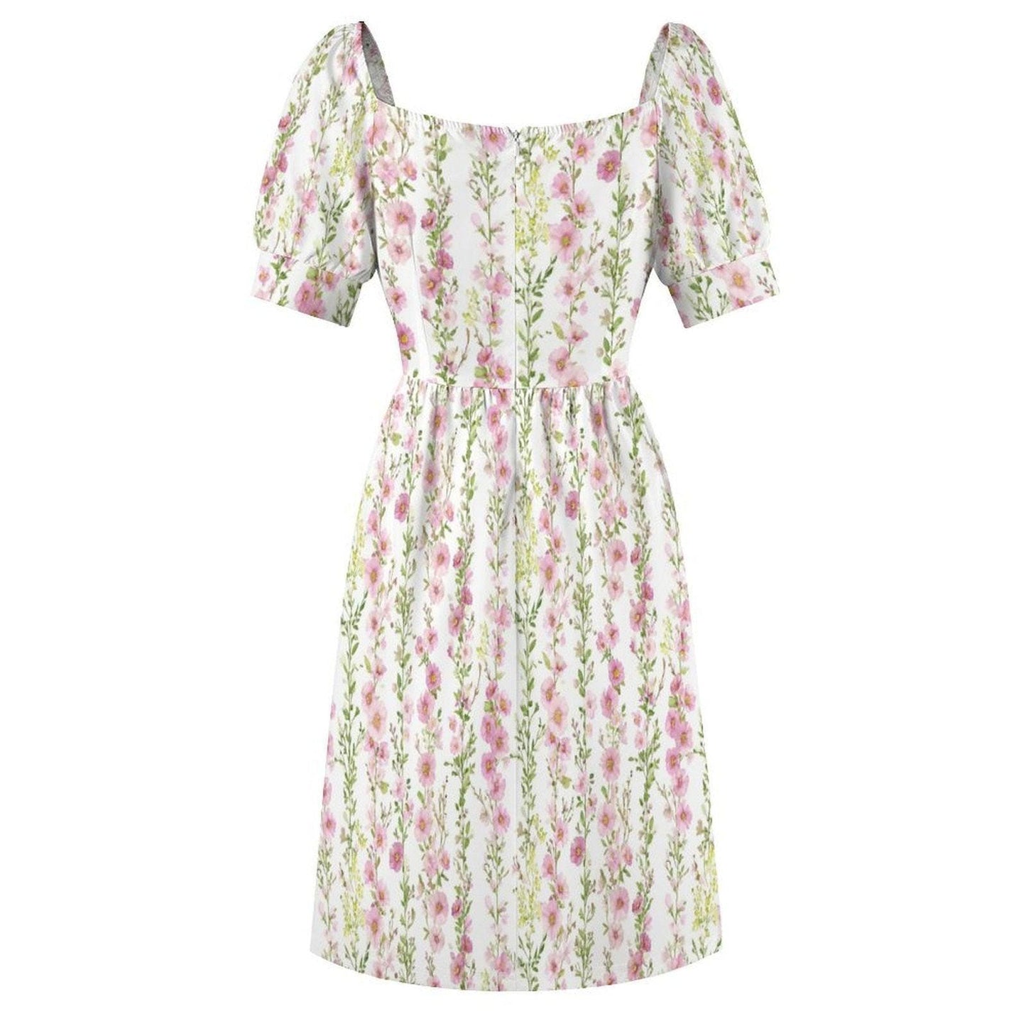 Pink Prairie Dress, Sweetheart Floral Dress, Puff Sleeve Spring Picnic Outfit