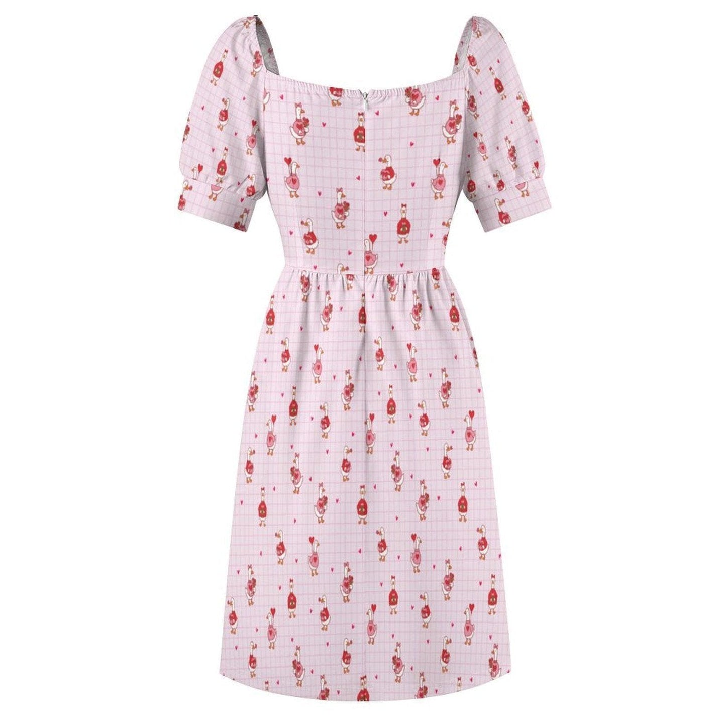 Coquette Sundress, Pink Heart Print Dress, Romantic Fit and Flare Valentine Outfit