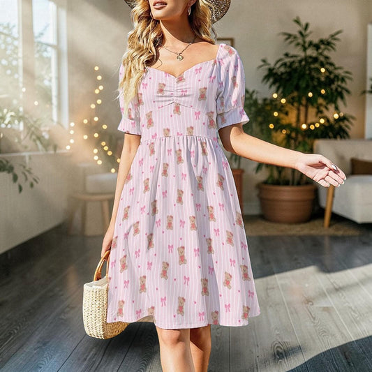 Coquette Milkmaid Dress Pastel Stripe Mini Dress Soft Girl Picnic Outfit Cottagecore Fashion