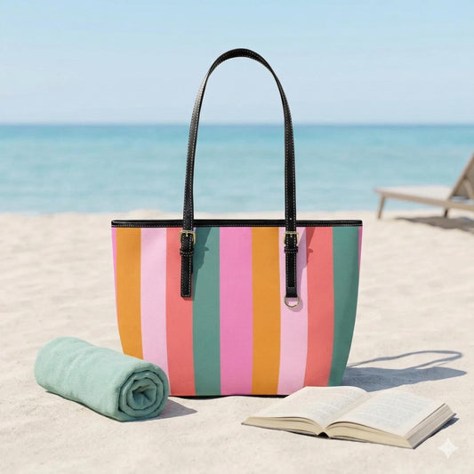 Resort Beach Bag, Colorful Vacation Carryall, Poolside Handbag for Cruise Outfits