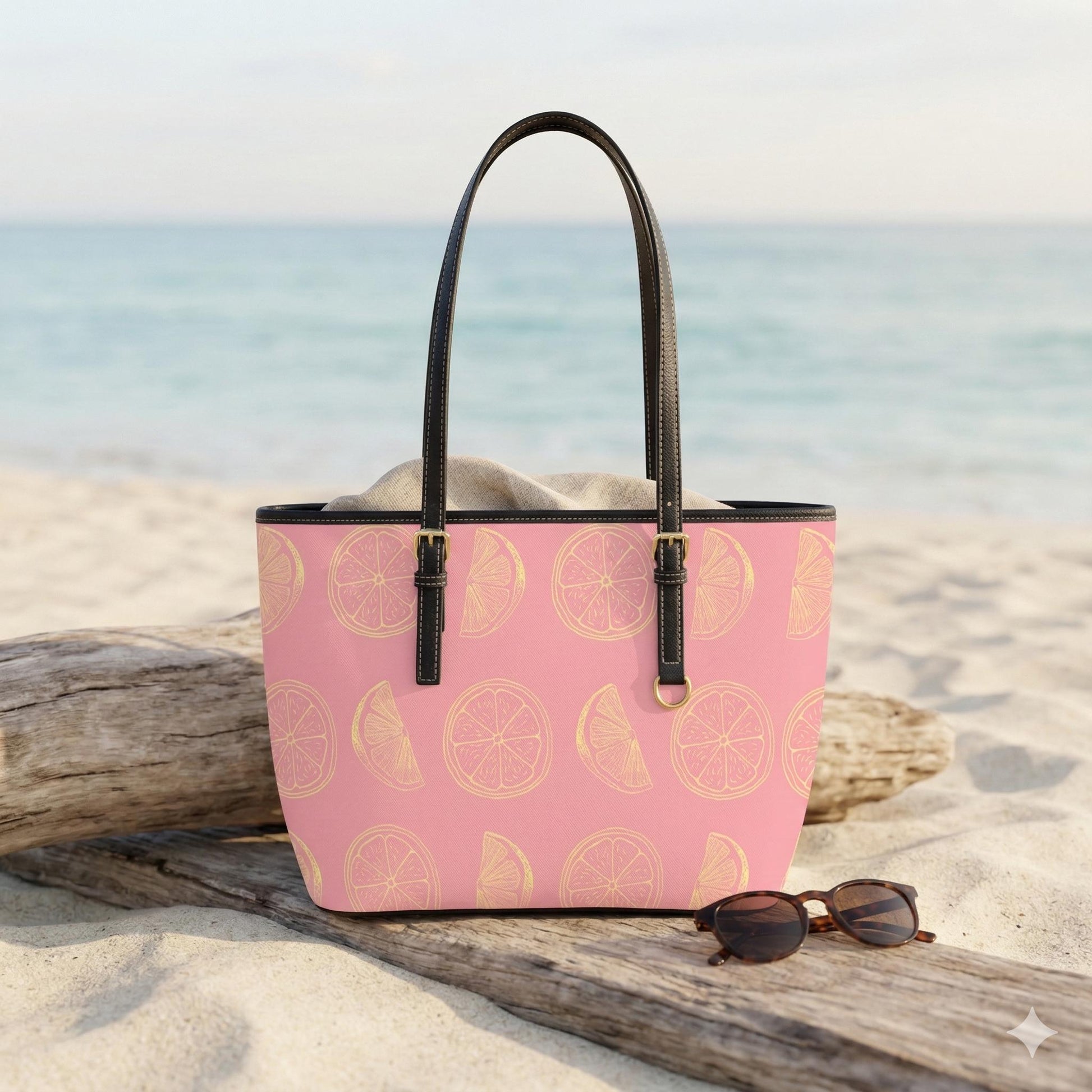 Citrus Tote Bag, Pink Fruit Shopper, Farmers Market Purse, Summer Shoulder Carryall