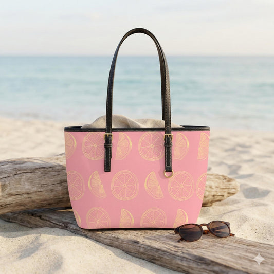 Citrus Tote Bag, Pink Fruit Shopper, Farmers Market Purse, Summer Shoulder Carryall