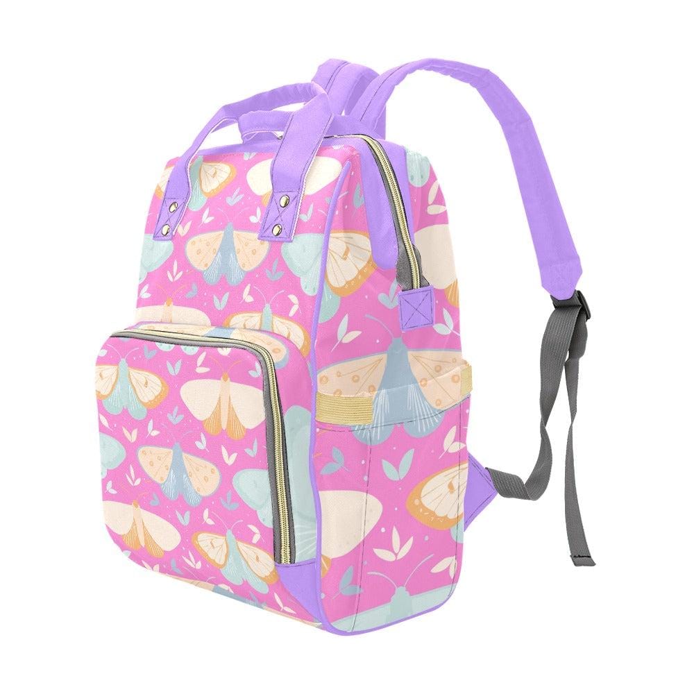 Butterfly Diaper Bag Backpack, Pink Mom Backpack, Baby Travel Bag, Pastel Stroller Bag