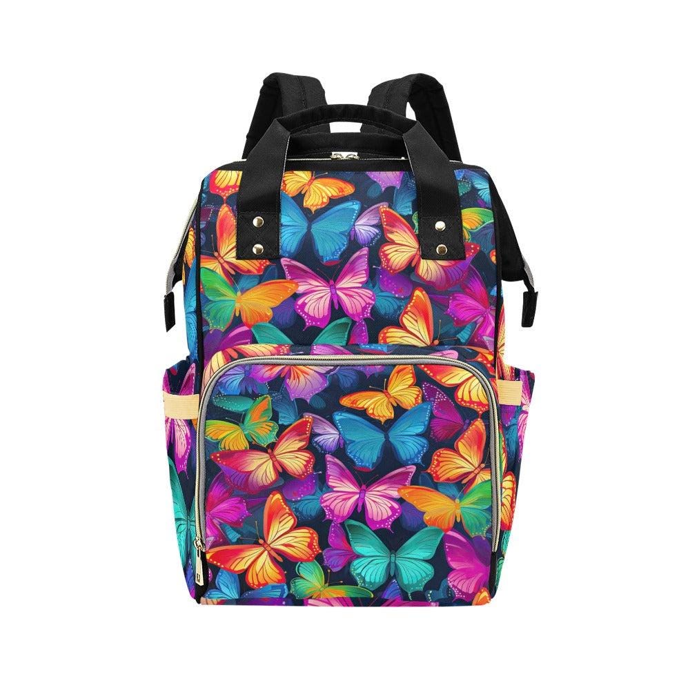 Baby Travel Backpack, Colorful Butterfly Diaper Bag, Nursery Organizer, Stroller Ready