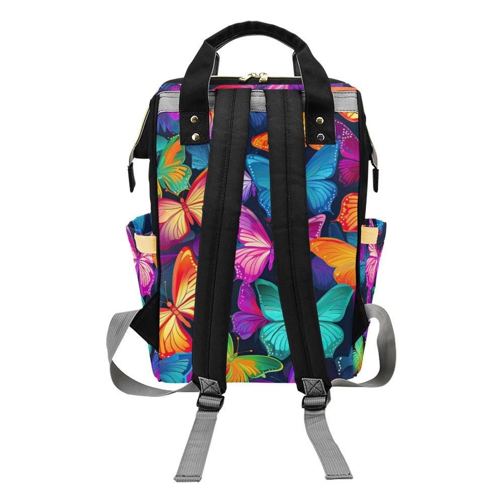 Baby Travel Backpack, Colorful Butterfly Diaper Bag, Nursery Organizer, Stroller Ready