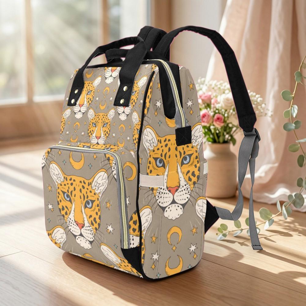 Leopard Print Diaper Backpack, Safari Baby Bag, Jungle Nursery Organizer