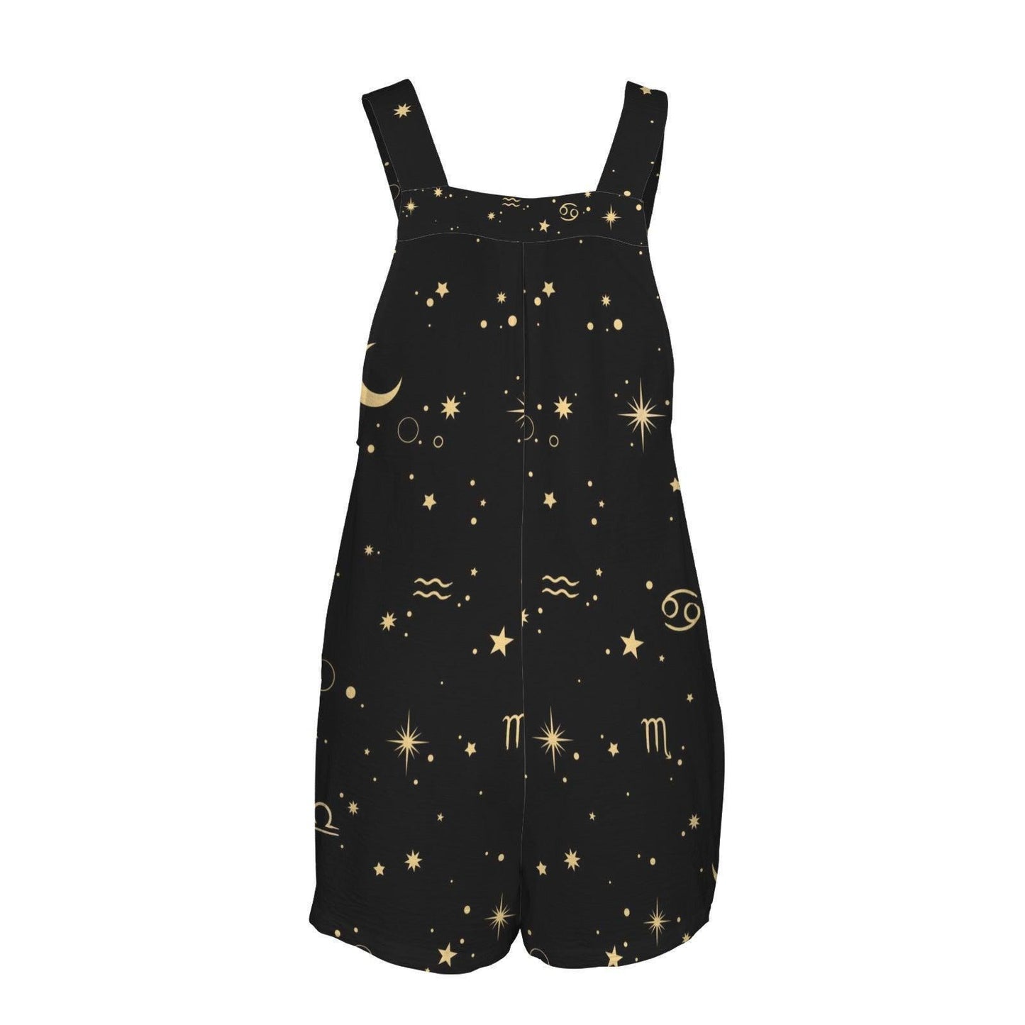 Zodiac Shortalls Romper, Moon Star Overall Shorts, Astrology Loungewear Outfit