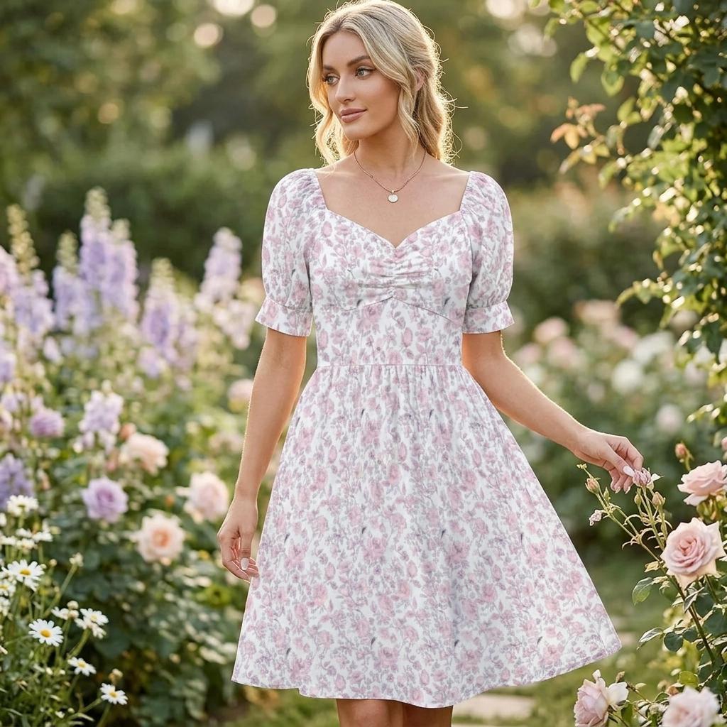 Wedding Guest Dress, Pastel Rose Sundress, Feminine Bridal Shower Outfit