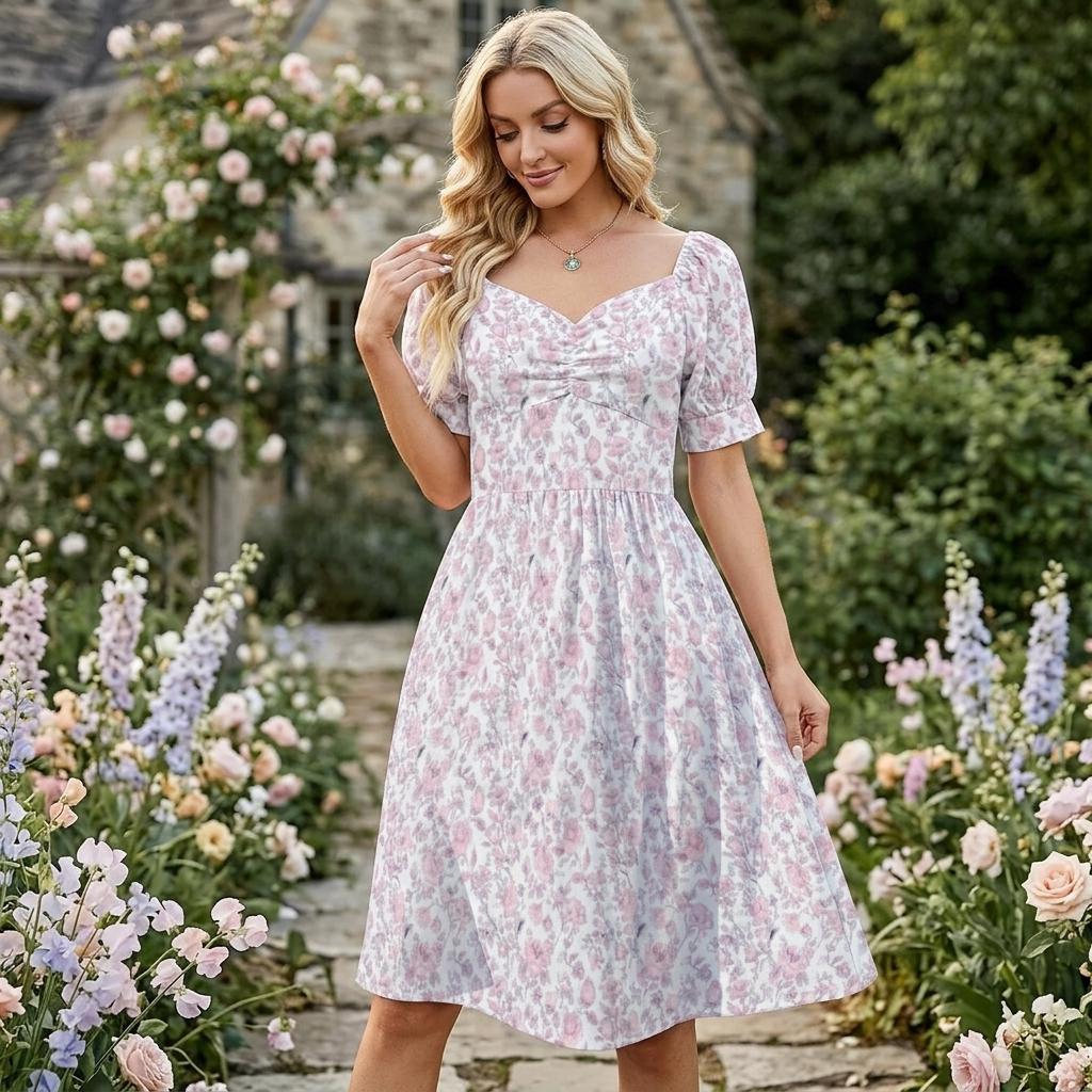 Wedding Guest Dress, Pastel Rose Sundress, Feminine Bridal Shower Outfit
