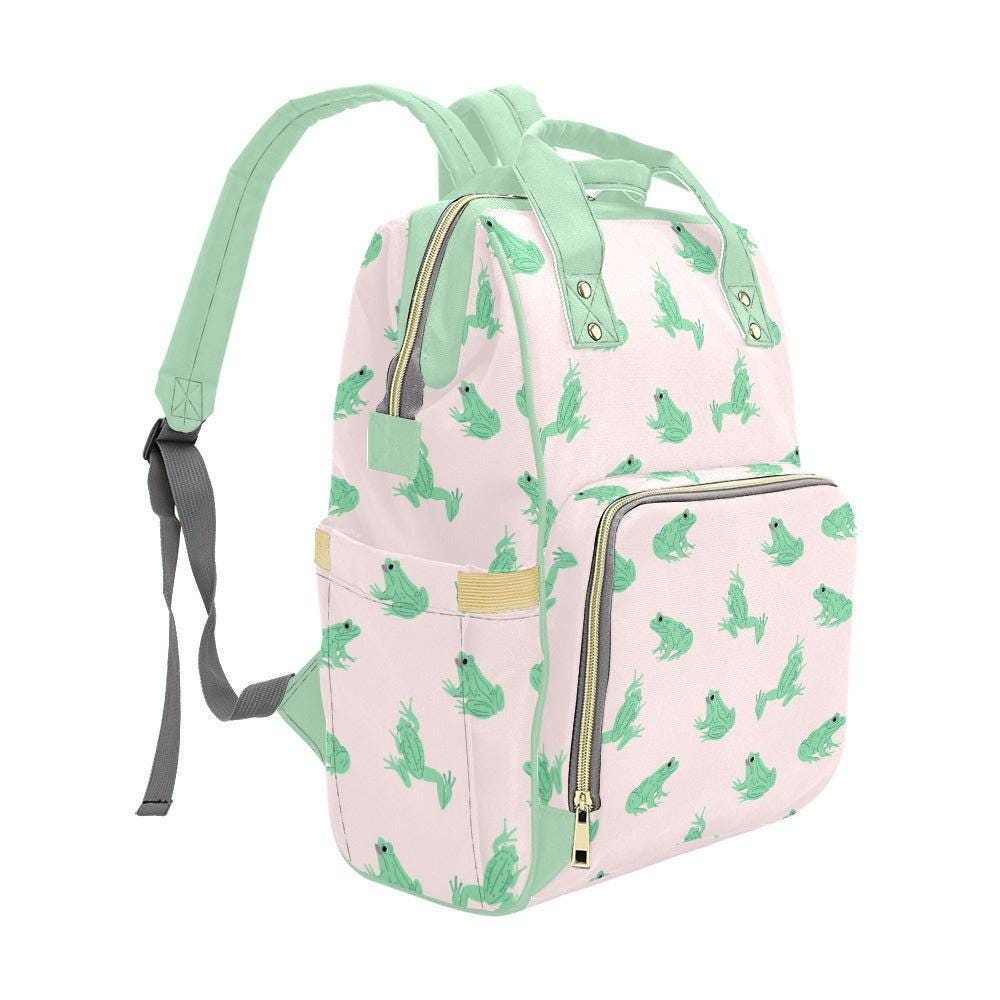 Frog Diaper Bag Backpack for Baby Travel, Stroller Organizer Pack, Gender Neutral Nursery Bag