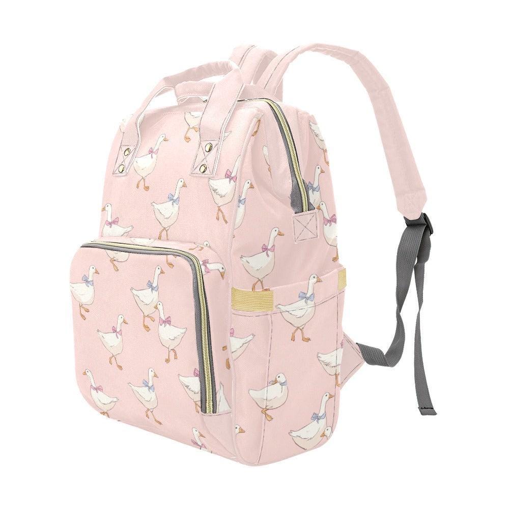 Pink Duck Diaper Bag Backpack, Mom Backpack, Stroller Bag, Baby Travel Bag