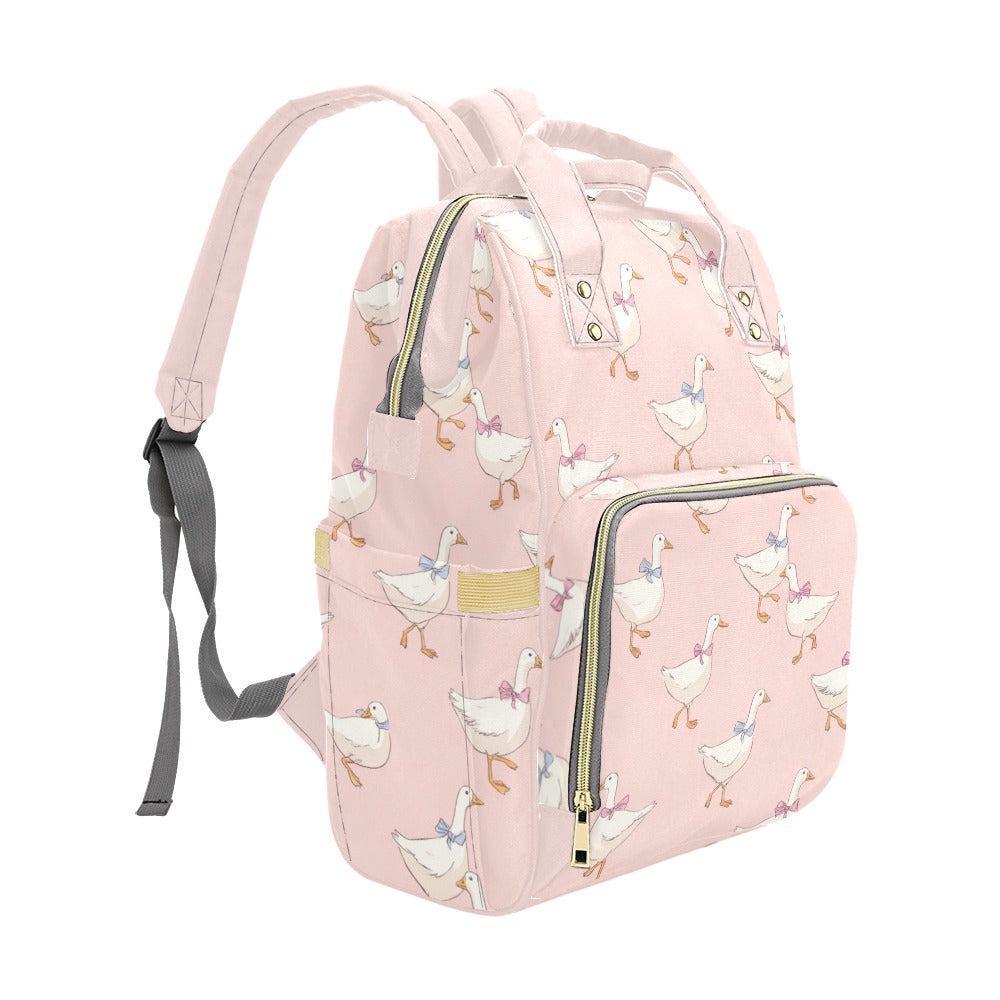 Pink Duck Diaper Bag Backpack, Mom Backpack, Stroller Bag, Baby Travel Bag