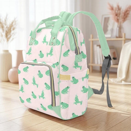 Frog Diaper Bag Backpack for Baby Travel, Stroller Organizer Pack, Gender Neutral Nursery Bag