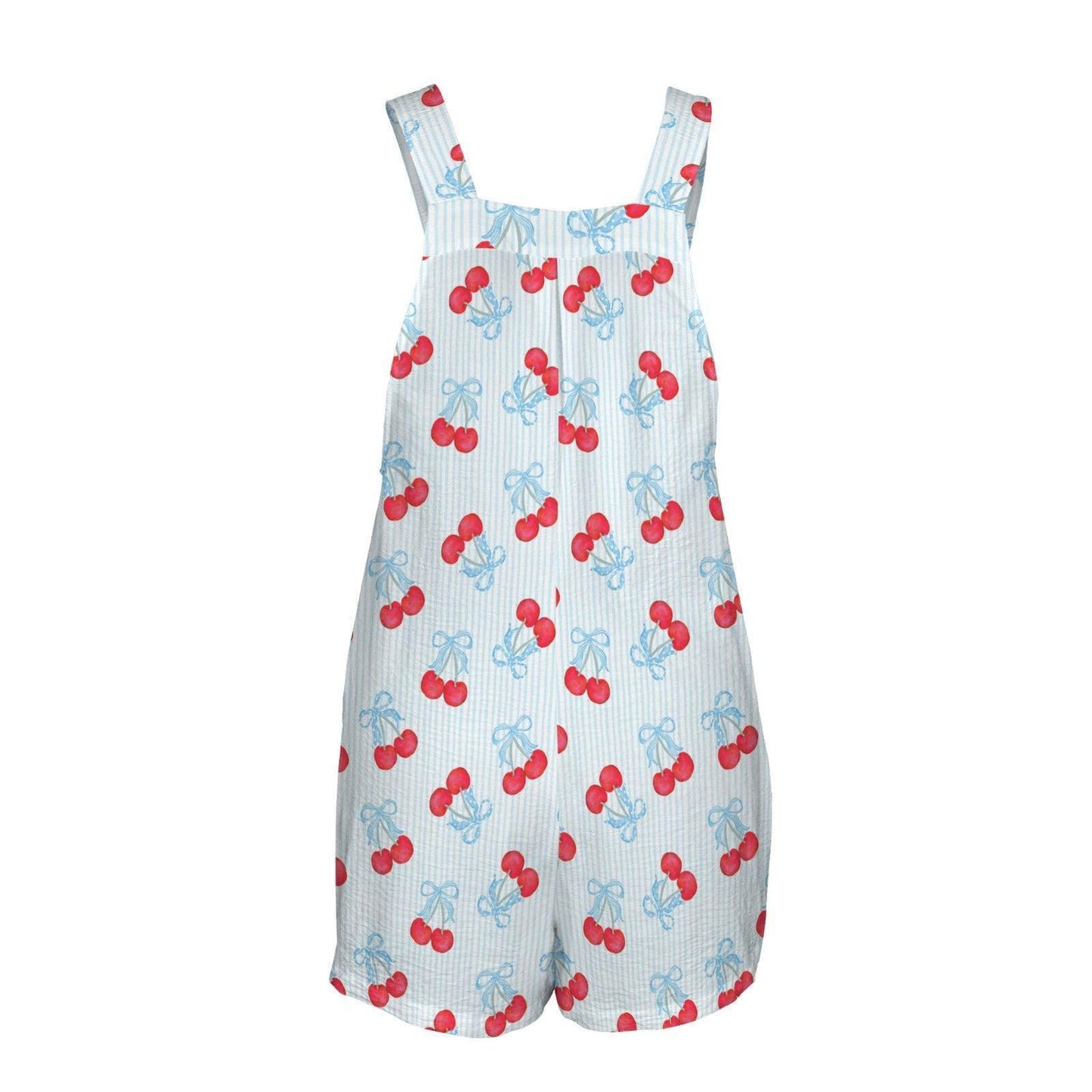 Cherry Print Romper for Women, Coquette Bow Shortalls Cute Picnic Outfit