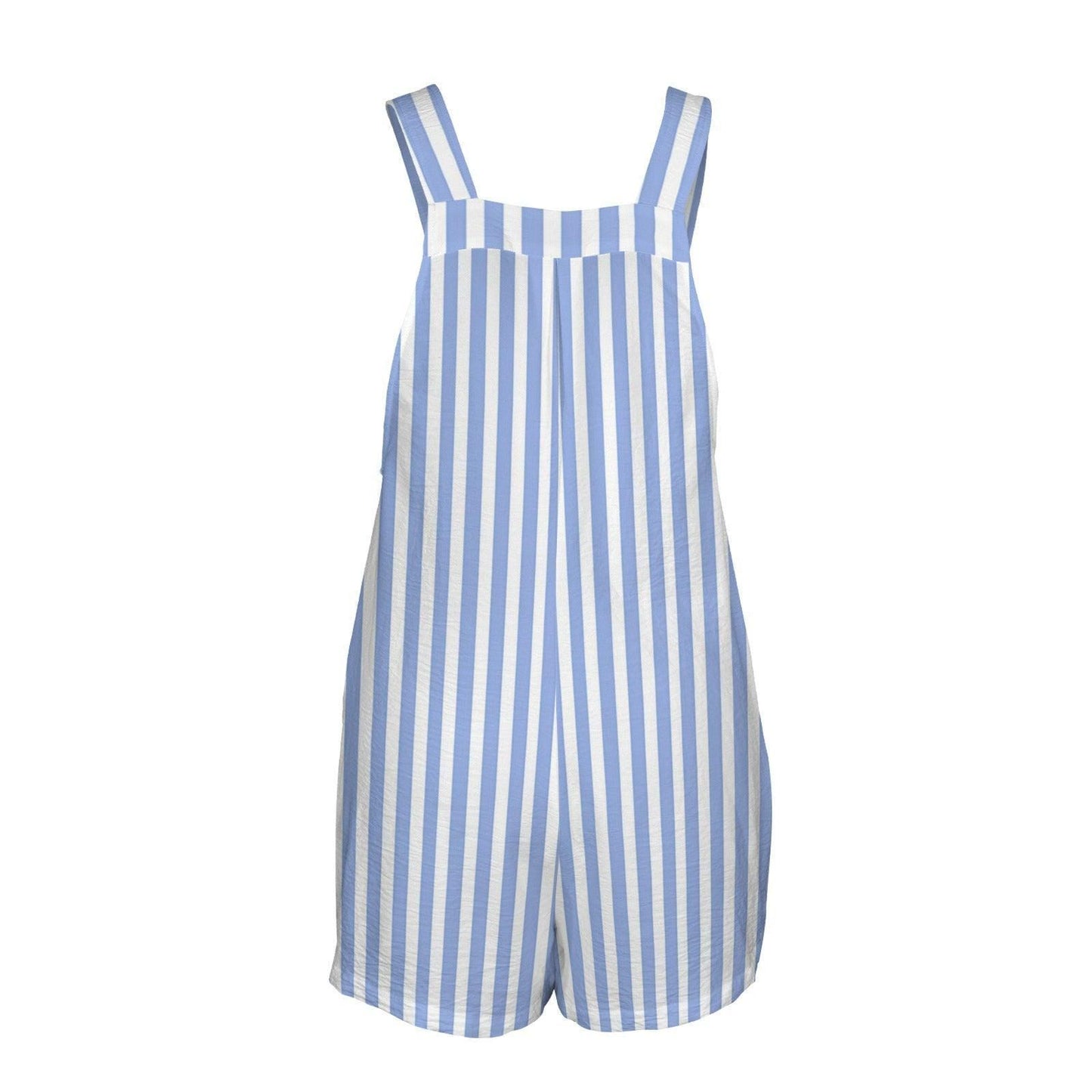 Striped Shortalls Romper, Coastal Beach Outfit, Blue White Summer Overalls
