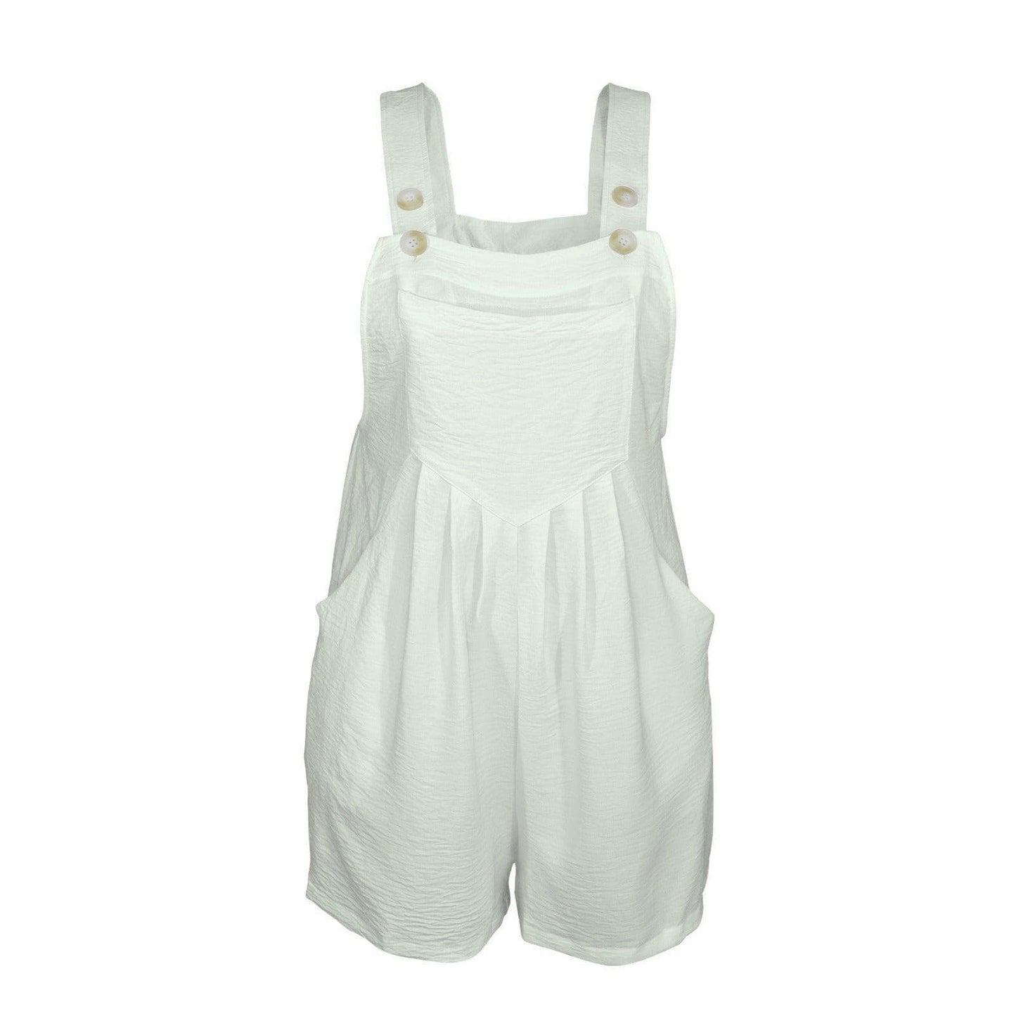 Sage Green Square Neck Romper, Sleeveless Bib Shortalls with Pockets
