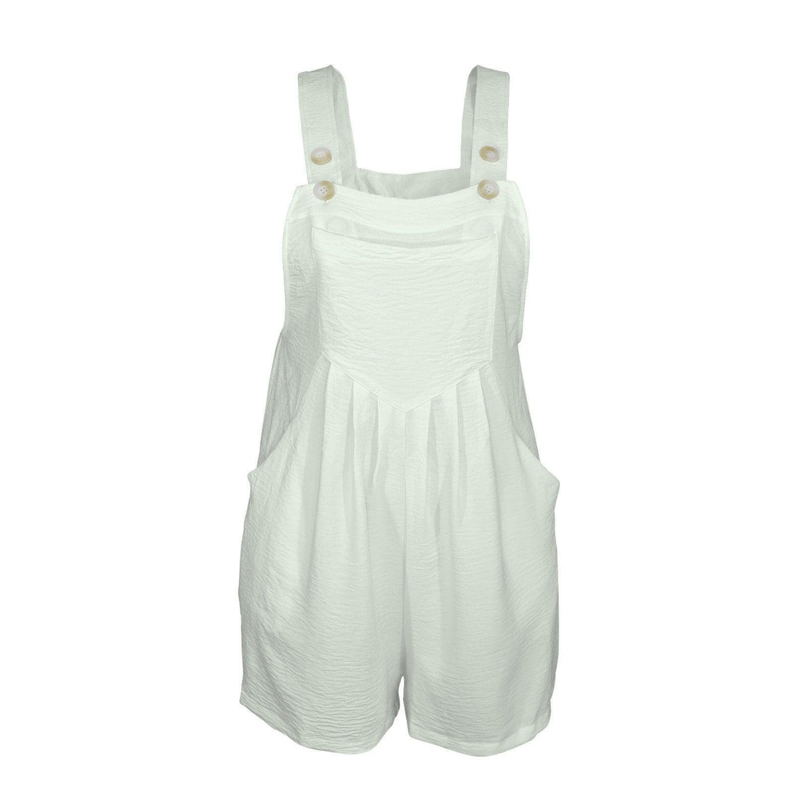 Sage Green Square Neck Romper, Sleeveless Bib Shortalls with Pockets