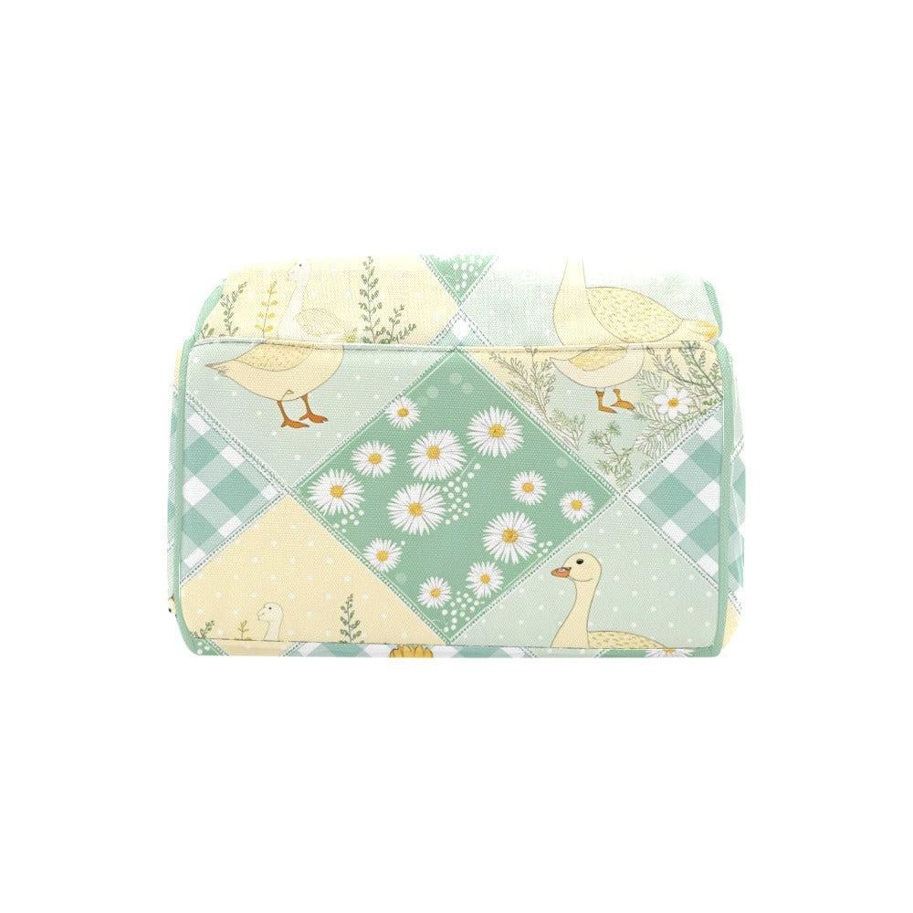 Patchwork Goose Diaper Bag Backpack, Mint Daisy Farmhouse Mom Travel Bag