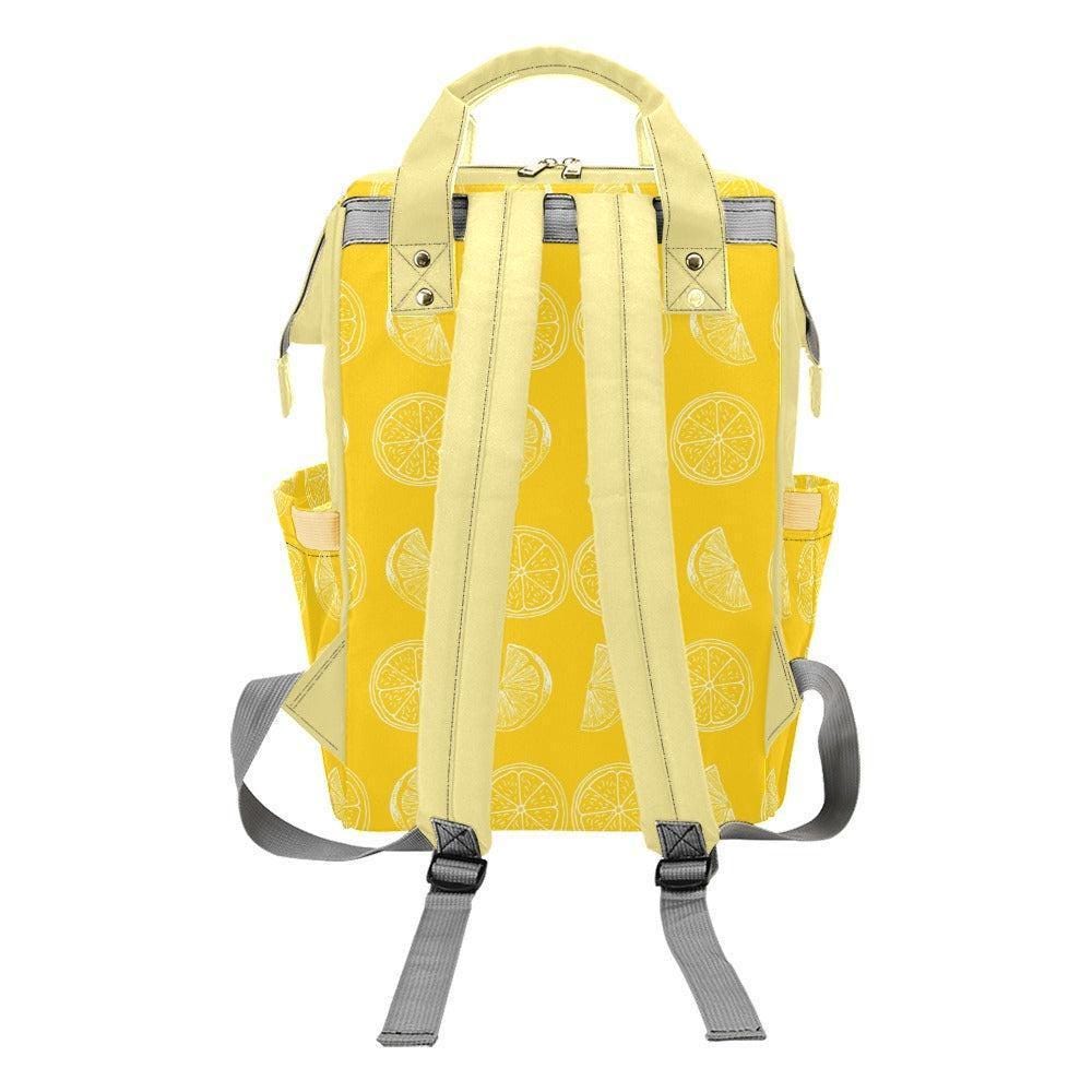 Lemon Diaper Bag Backpack Yellow Citrus Baby Travel Bag Mom Backpack Organizer