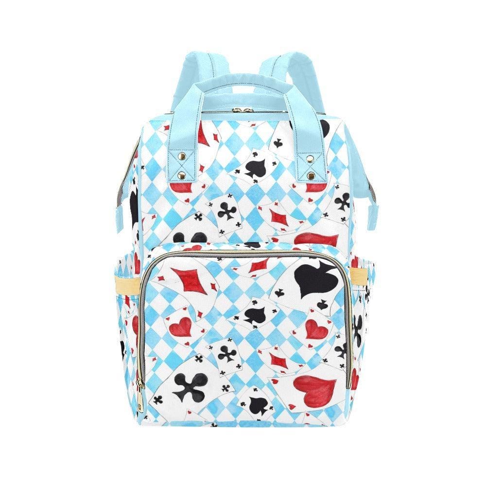 Playing Card Diaper Backpack, Blue Argyle Baby Organizer, Card Suit Nursery Bag, Travel Bag
