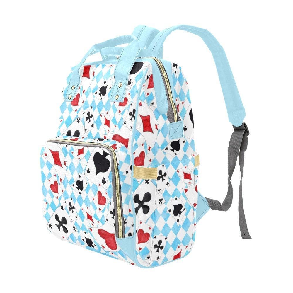 Playing Card Diaper Backpack, Blue Argyle Baby Organizer, Card Suit Nursery Bag, Travel Bag